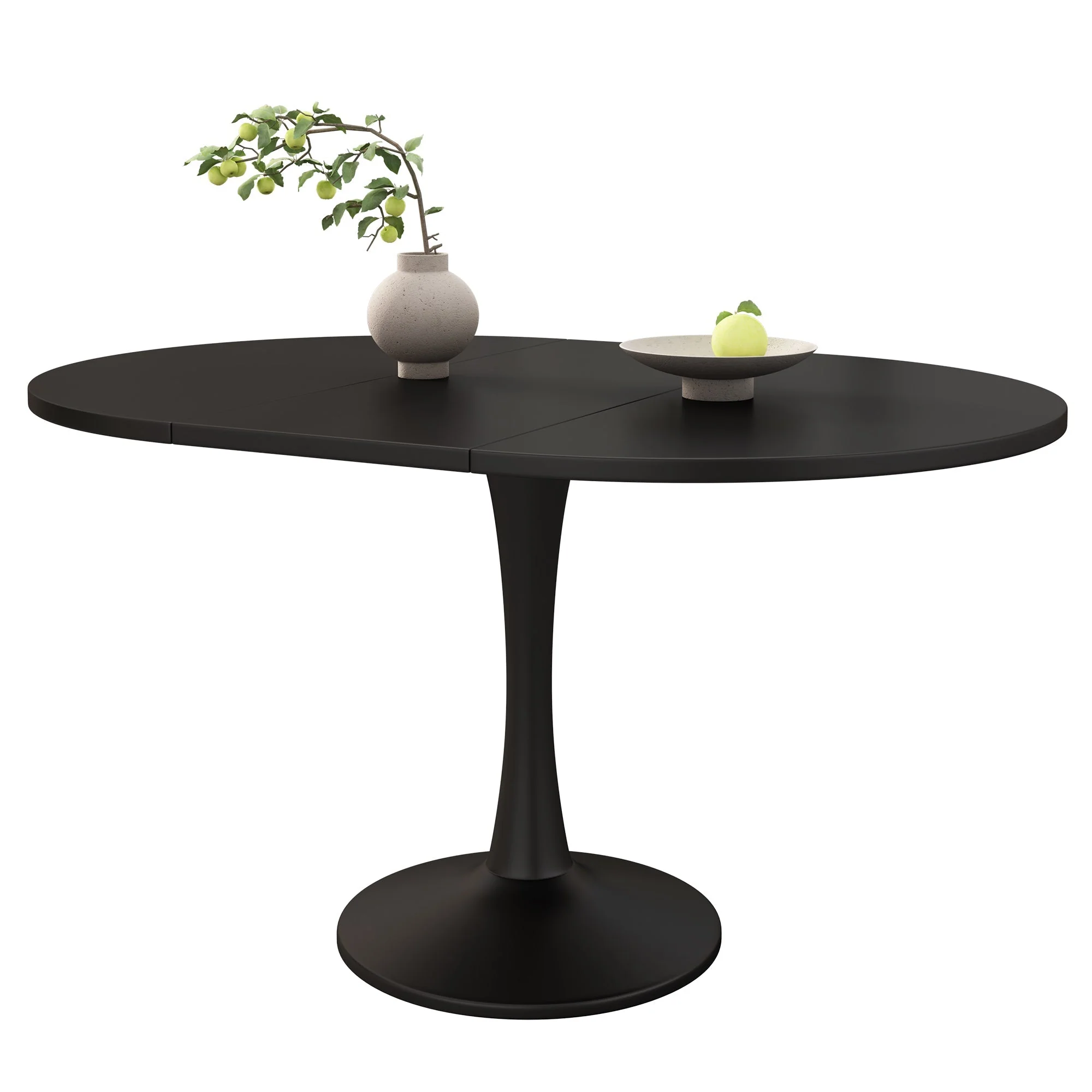 Extendable Oval Dining Table 100/140x100cm Modern - Black - Image 6