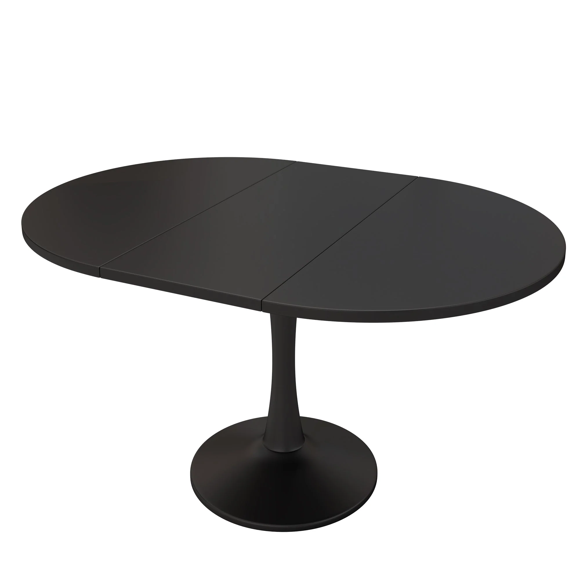 Extendable Oval Dining Table 100/140x100cm Modern - Black - Image 9