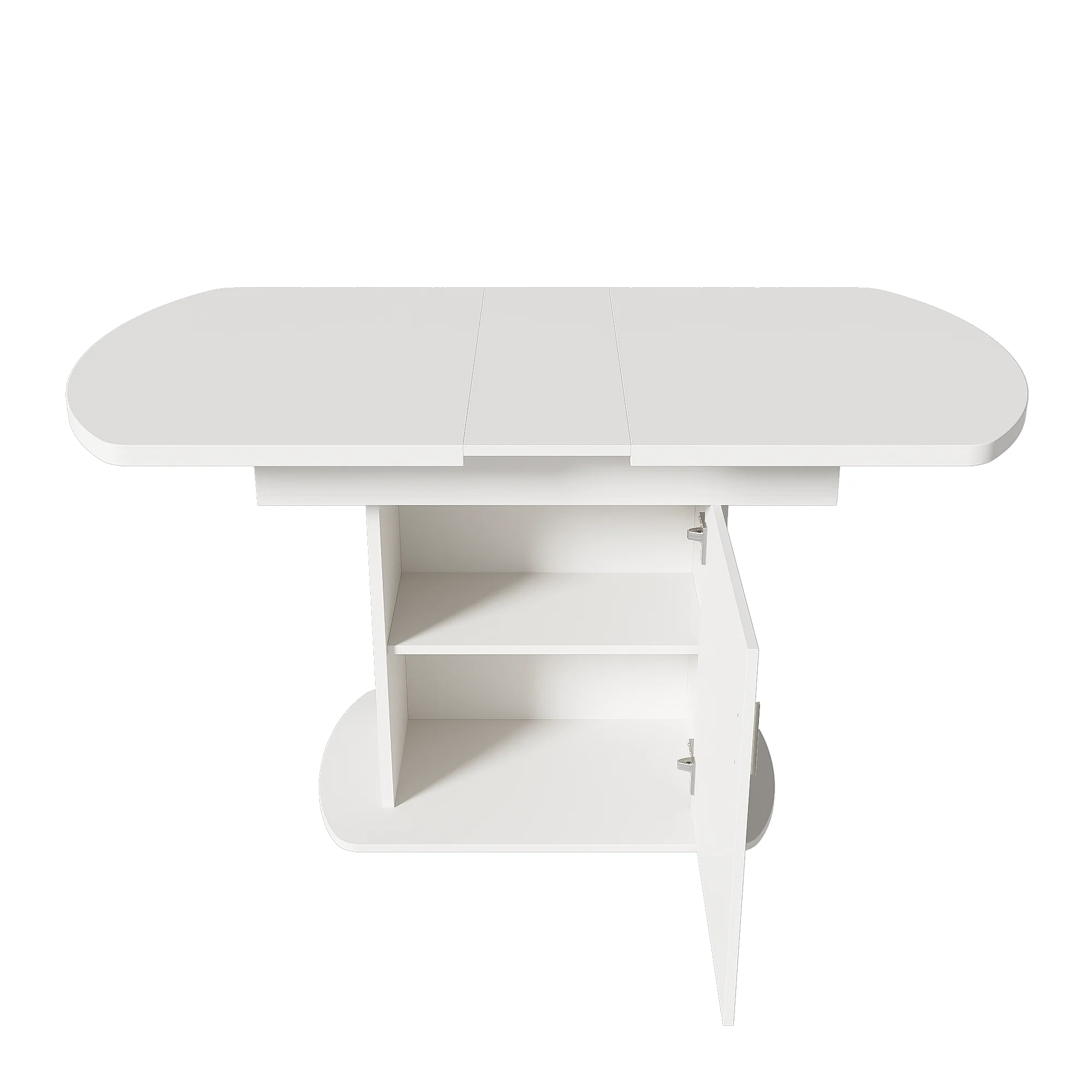 Extendable Oval Dining Table Modern Minimalist Storage Space-saving White - Image 8