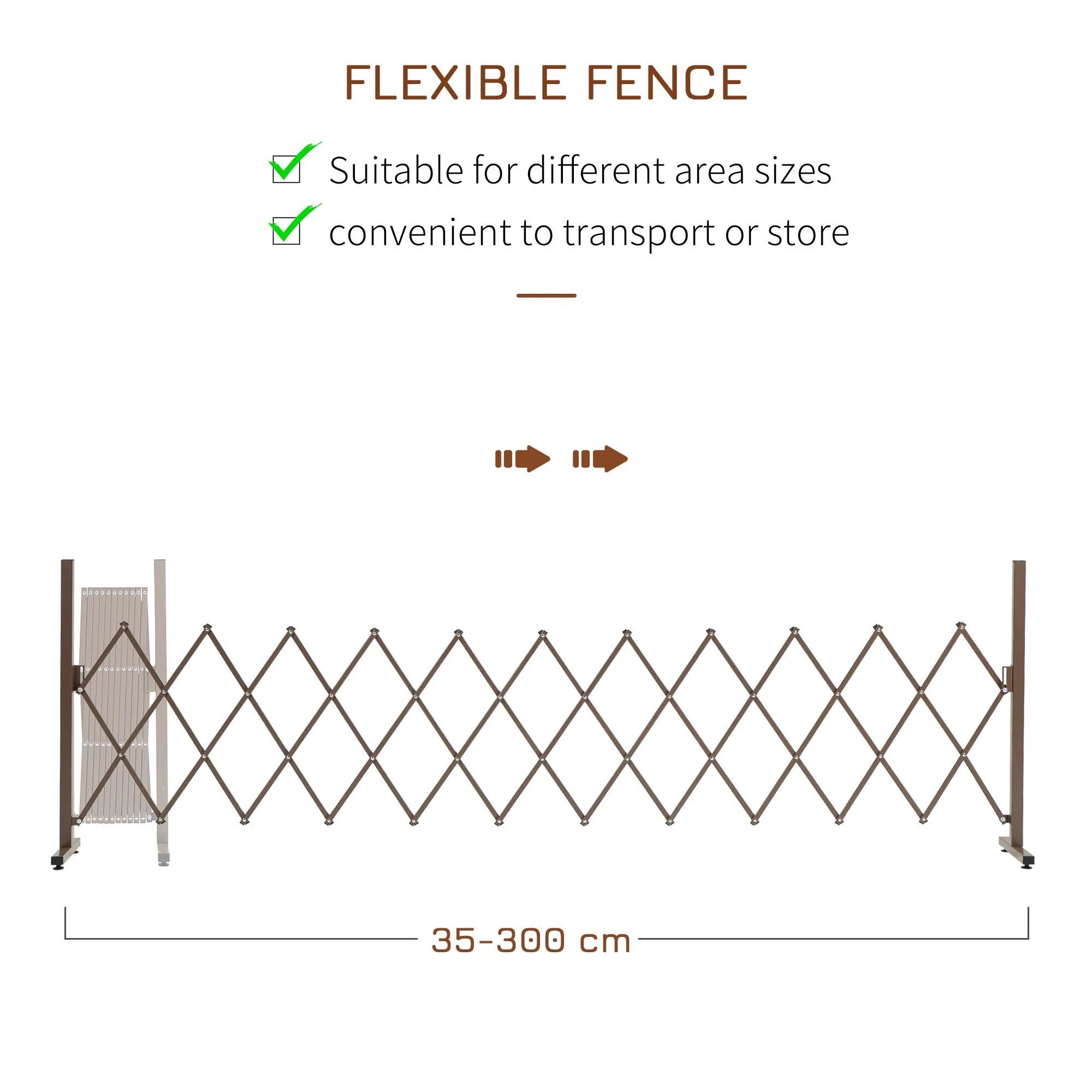 Extendable Scissor Gate Barrier Gate 35-300cm H103.5cm Aluminum Brown - Image 5
