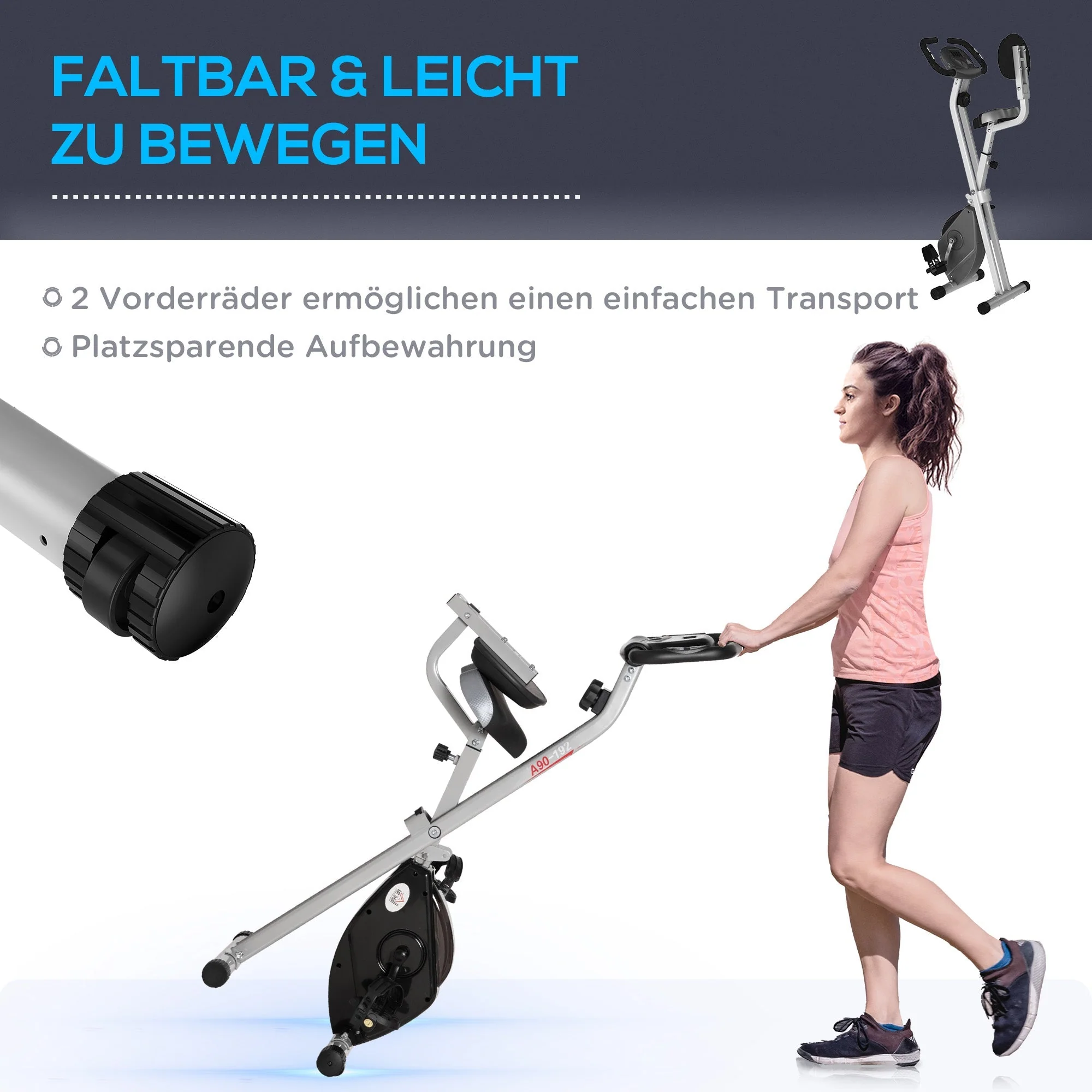 F-Bike Exercise Bike, 8-Level Magnetic Resistance, Height Adjustable, Steel, Black-Gray - Image 7