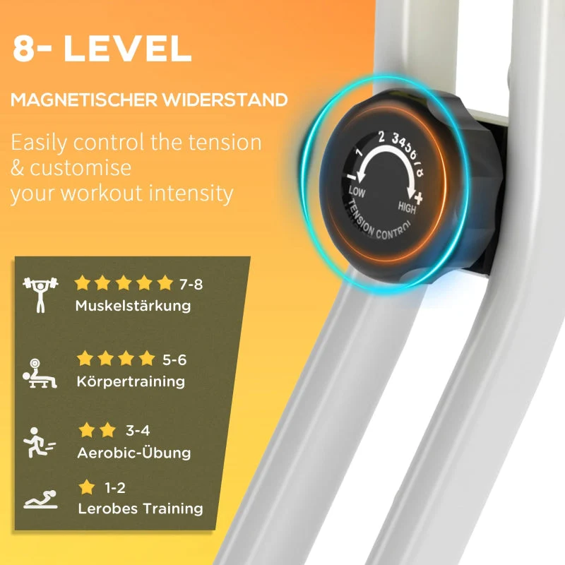 F-Bike Exercise Bike, 8-Level Magnetic Resistance, Height Adjustable, Steel, Yellow/White - Image 5
