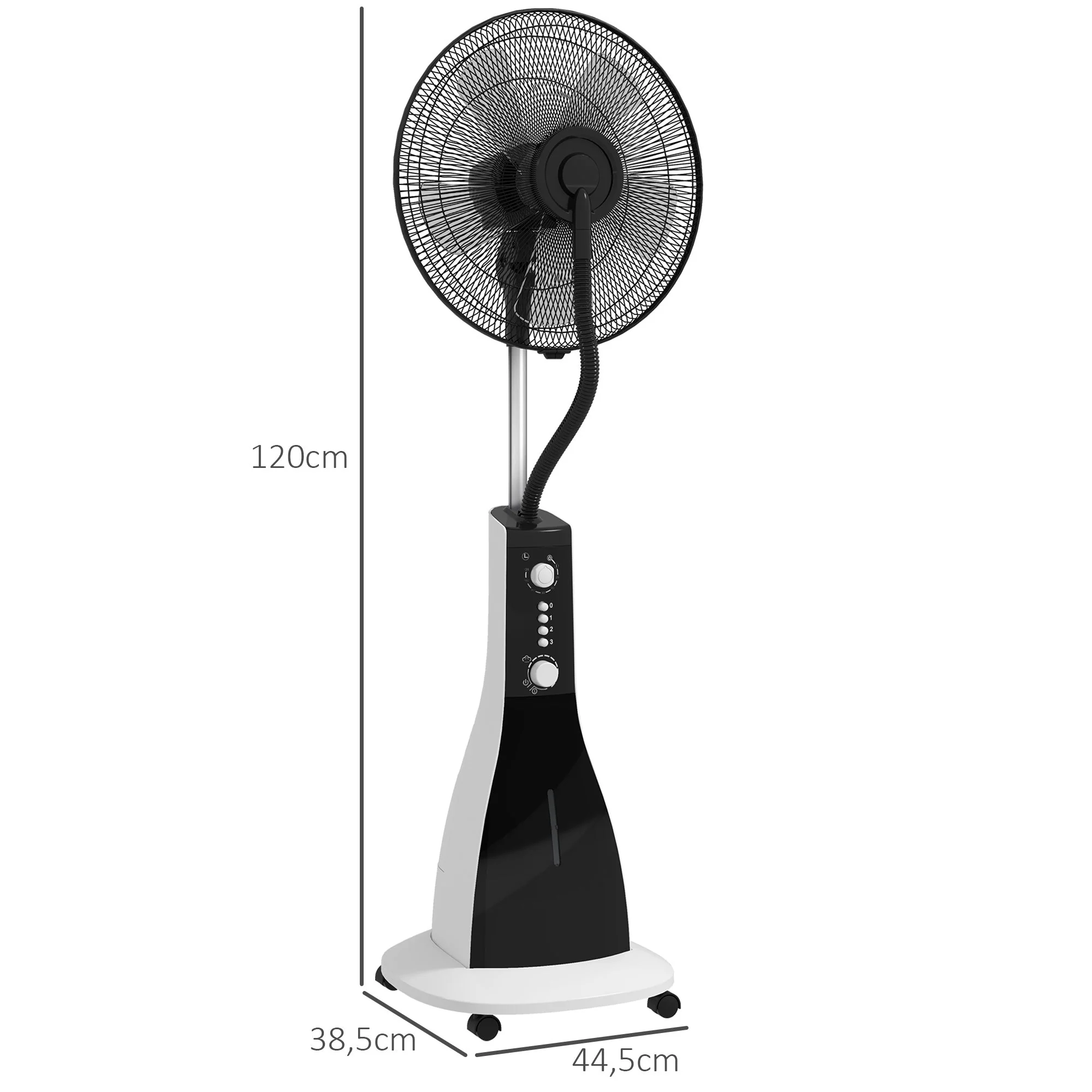 Fan with Mist Function, 90W, 3L Tank, 3 Modes, Timer, Oscillating, Black - Image 3