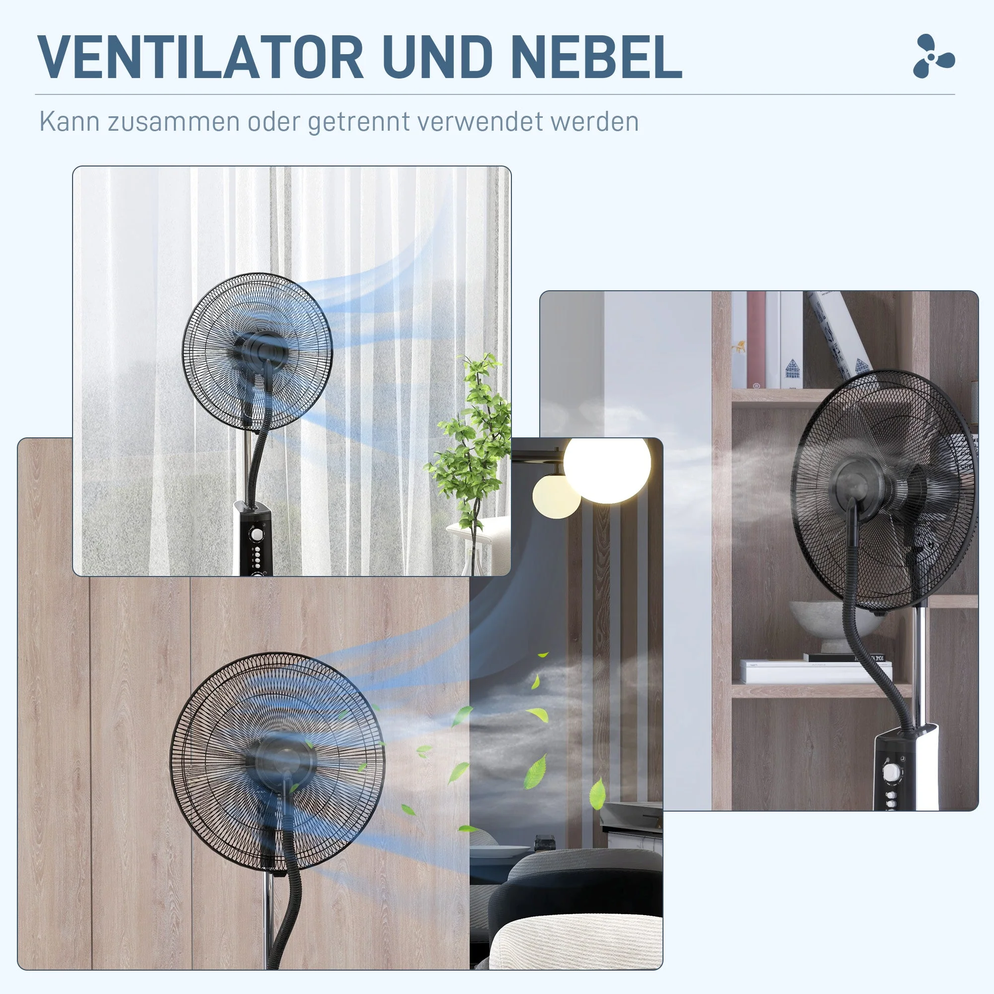 Fan with Mist Function, 90W, 3L Tank, 3 Modes, Timer, Oscillating, Black - Image 4