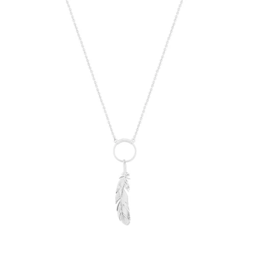 Feather & Circle Pendant Silver