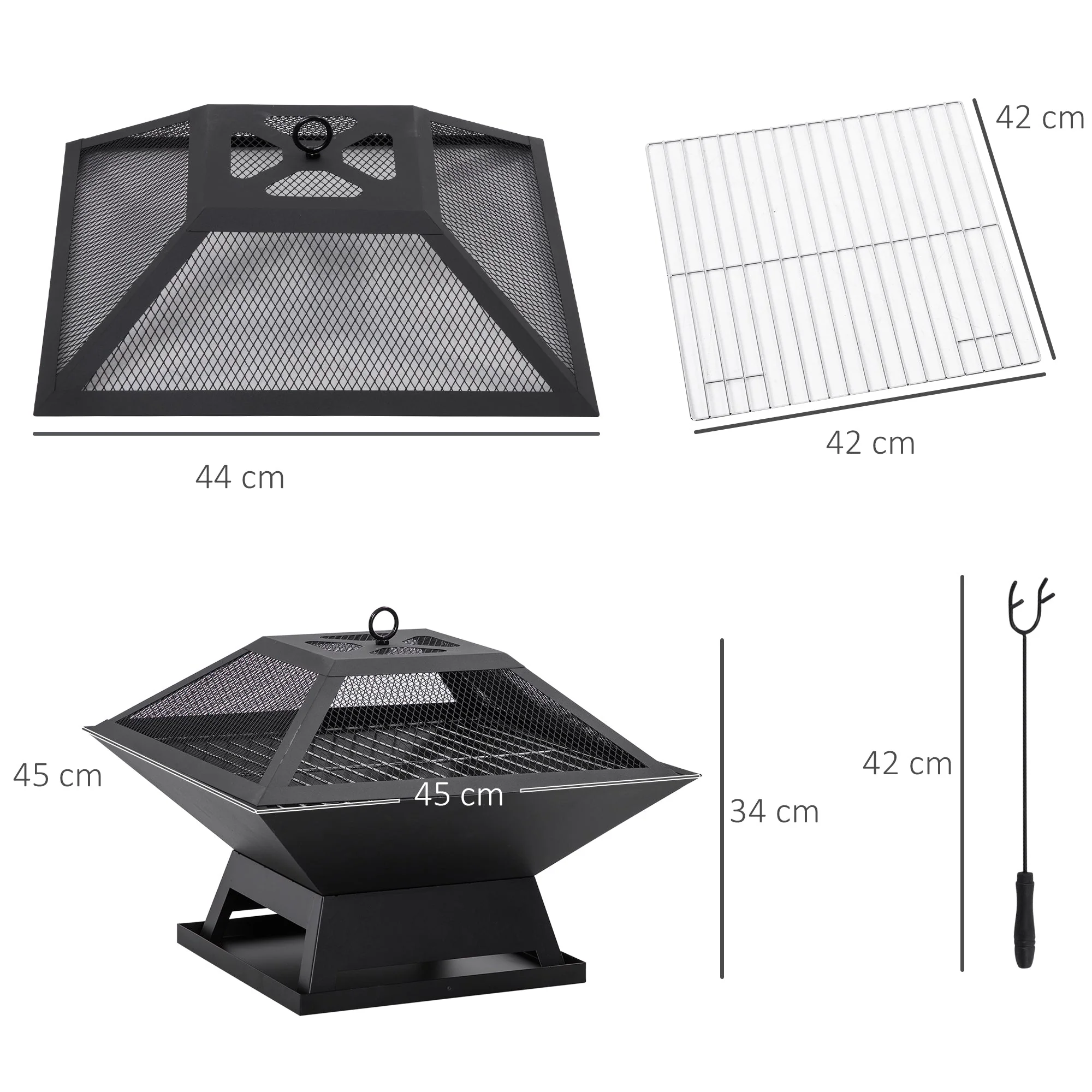 Fire Bowl Garden, Grill Grate Spark Guard, Steel Black - Image 3