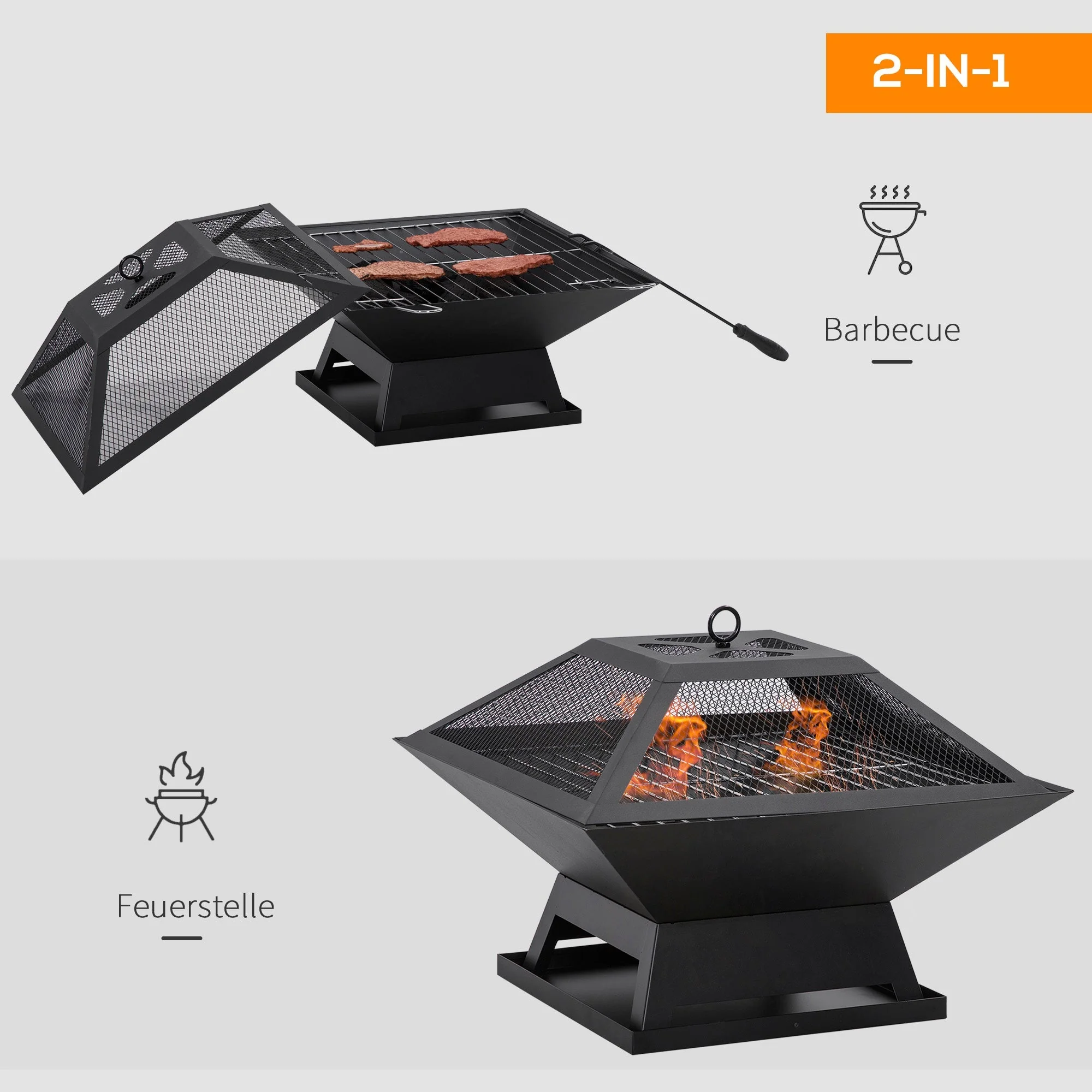 Fire Bowl Garden, Grill Grate Spark Guard, Steel Black - Image 5