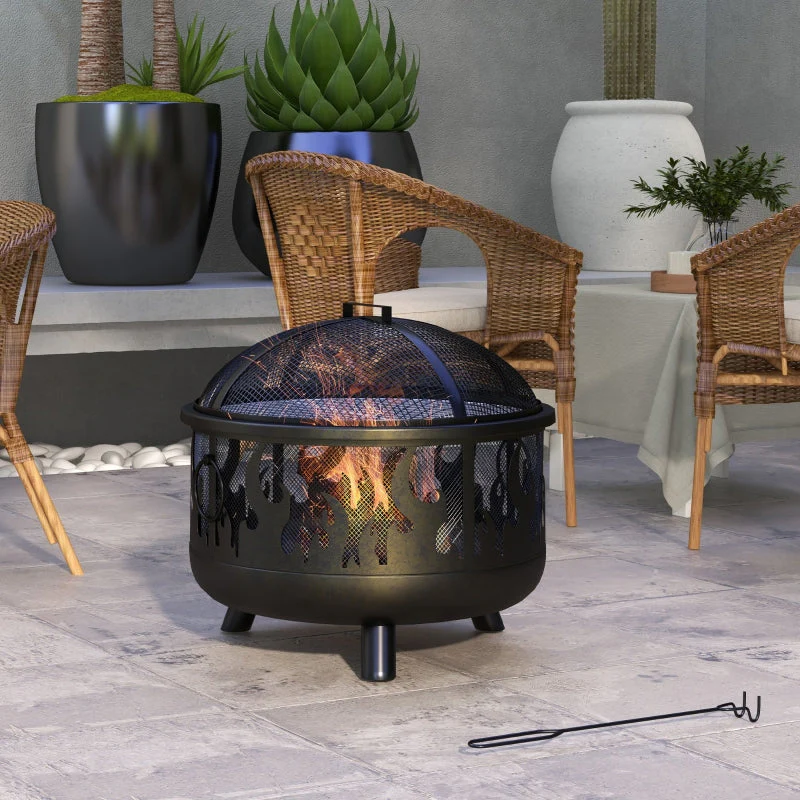 Fire Bowl, Spark Guard & Poker, Ø61.5 cm, Black - Image 2