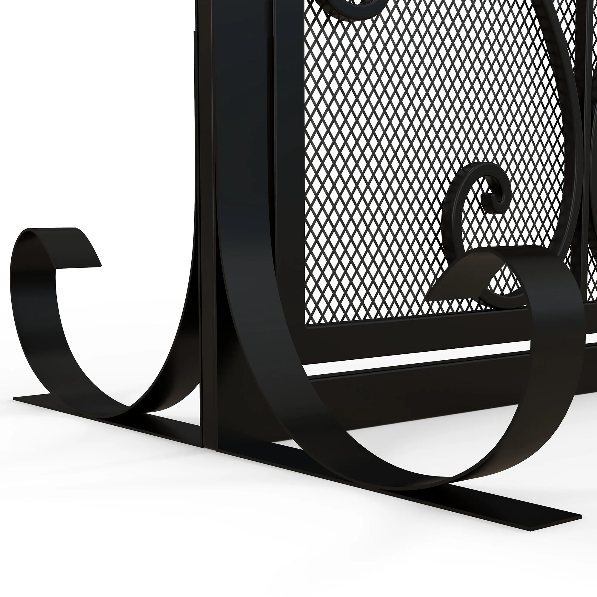 Fireplace Screen, Magnetic Doors, Spark Guard, Steel Black - Image 7