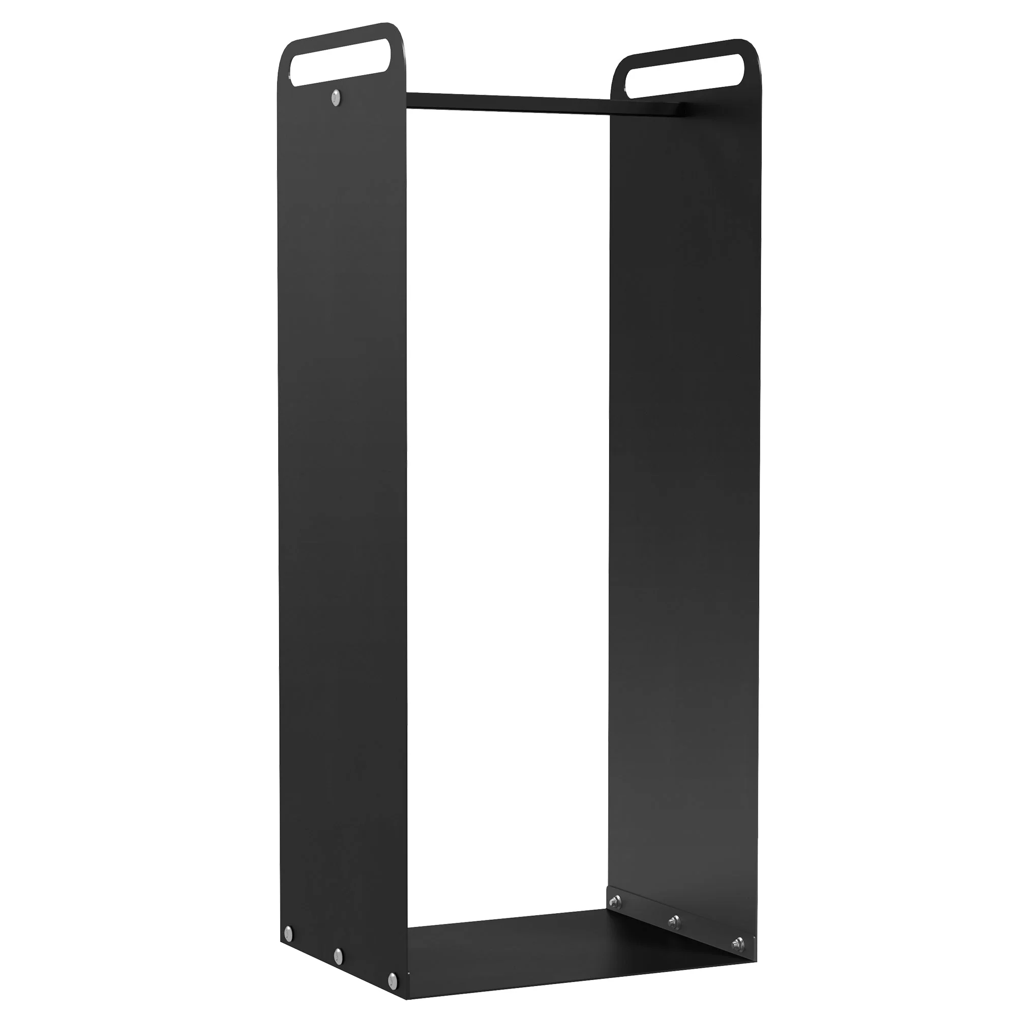 Firewood Rack 36x30x90cm Handles Indoor/Outdoor 30kg Load, Steel Black - Image 2