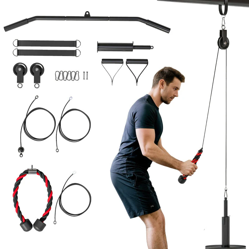 Fitness Lat Pulldown Cable Pulley System Home Strength Training - Image 2