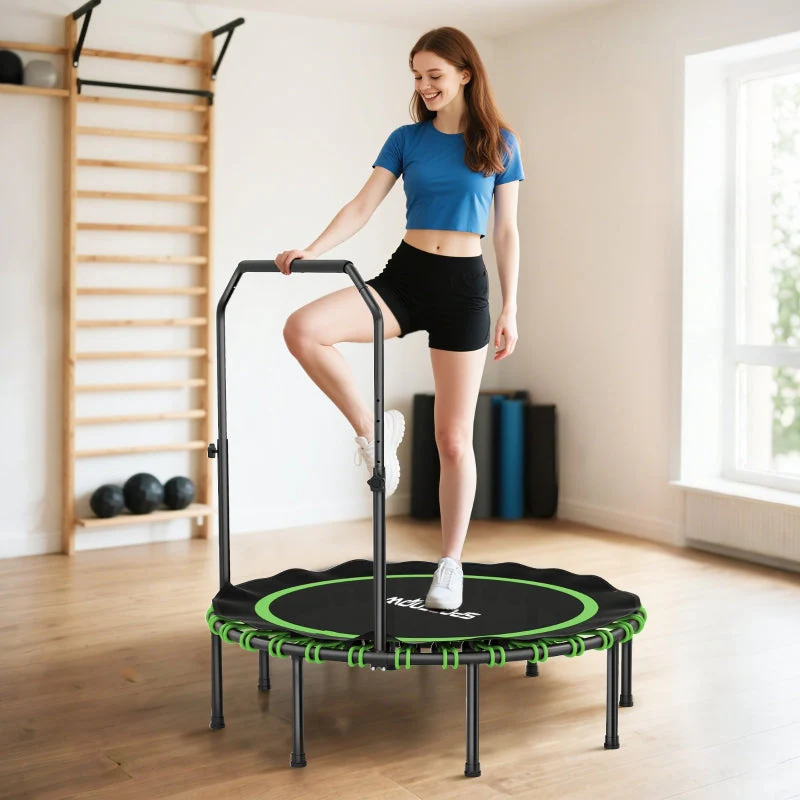 Fitness Trampoline Adjustable Handrail Indoor Outdoor - Green - Image 3