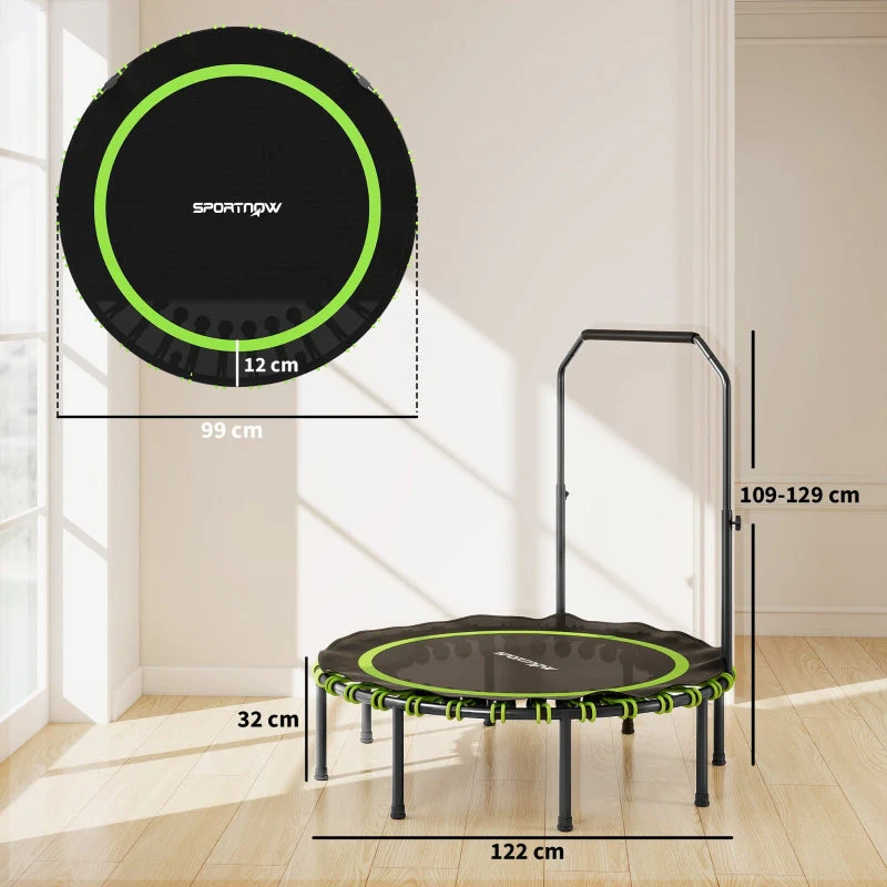 Fitness Trampoline Adjustable Handrail Indoor Outdoor - Green - Image 4