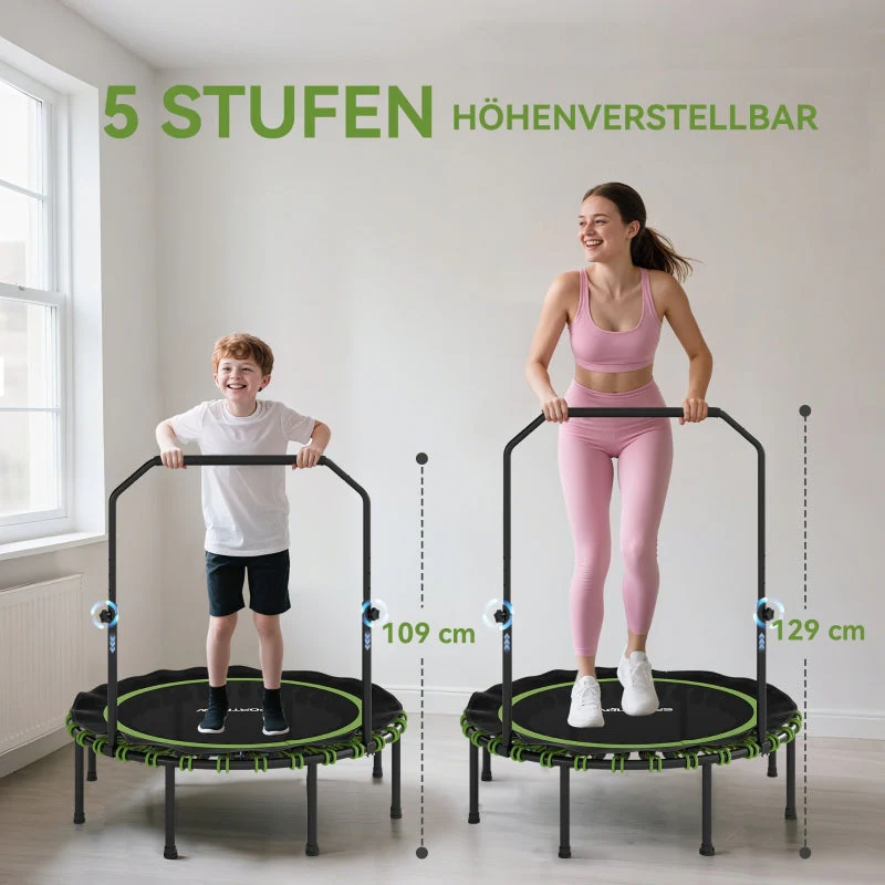 Fitness Trampoline Adjustable Handrail Indoor Outdoor - Green - Image 5