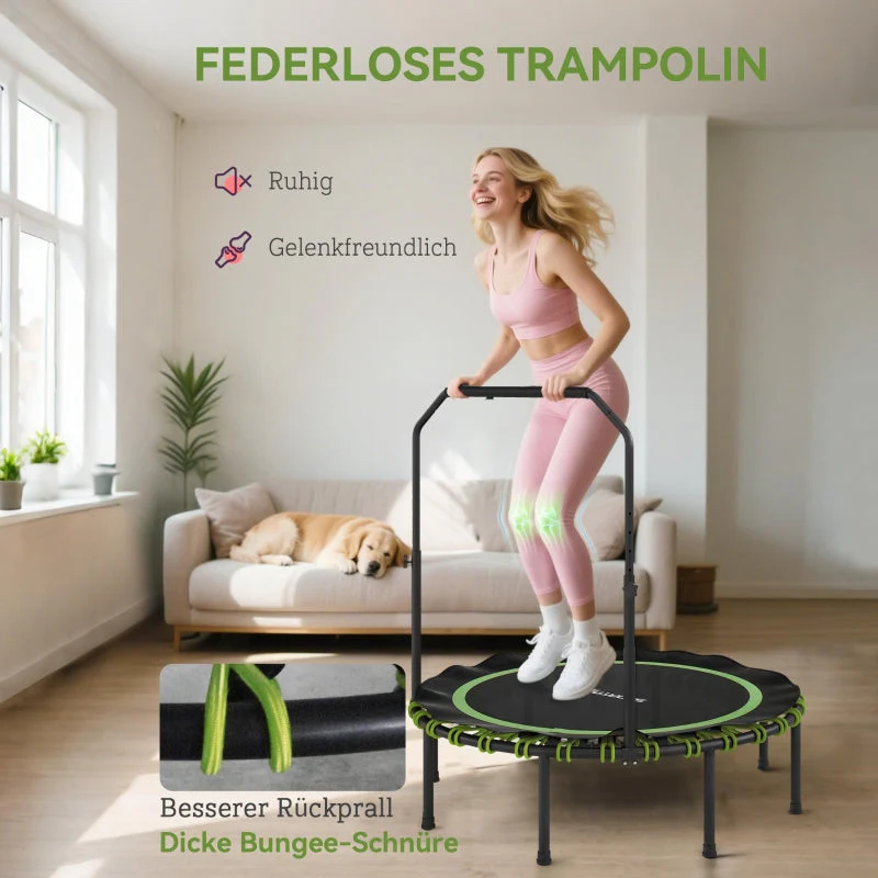 Fitness Trampoline Adjustable Handrail Indoor Outdoor - Green - Image 6