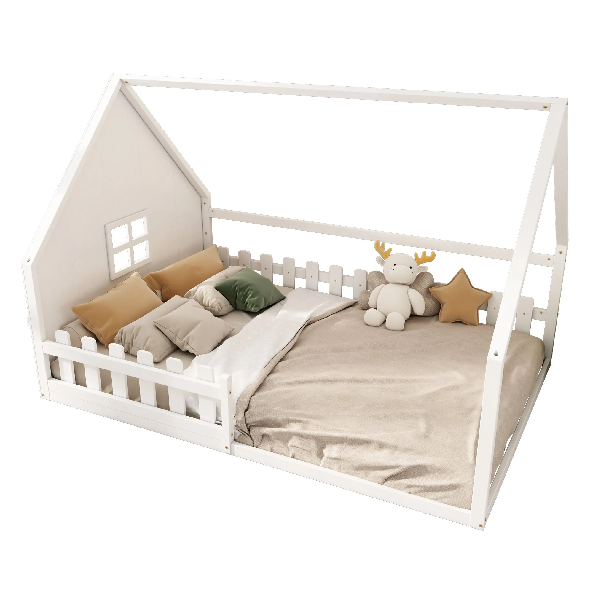 Flatbed 140x200cm House Rail Railing - White Pine - Image 5