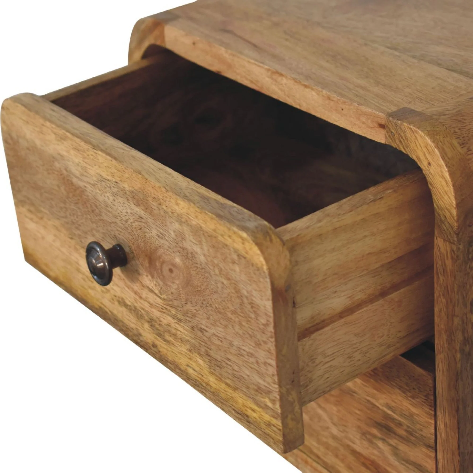Floating Bedside Mini Curve, 2 Drawers, Solid Oak-ish Wood - Image 5