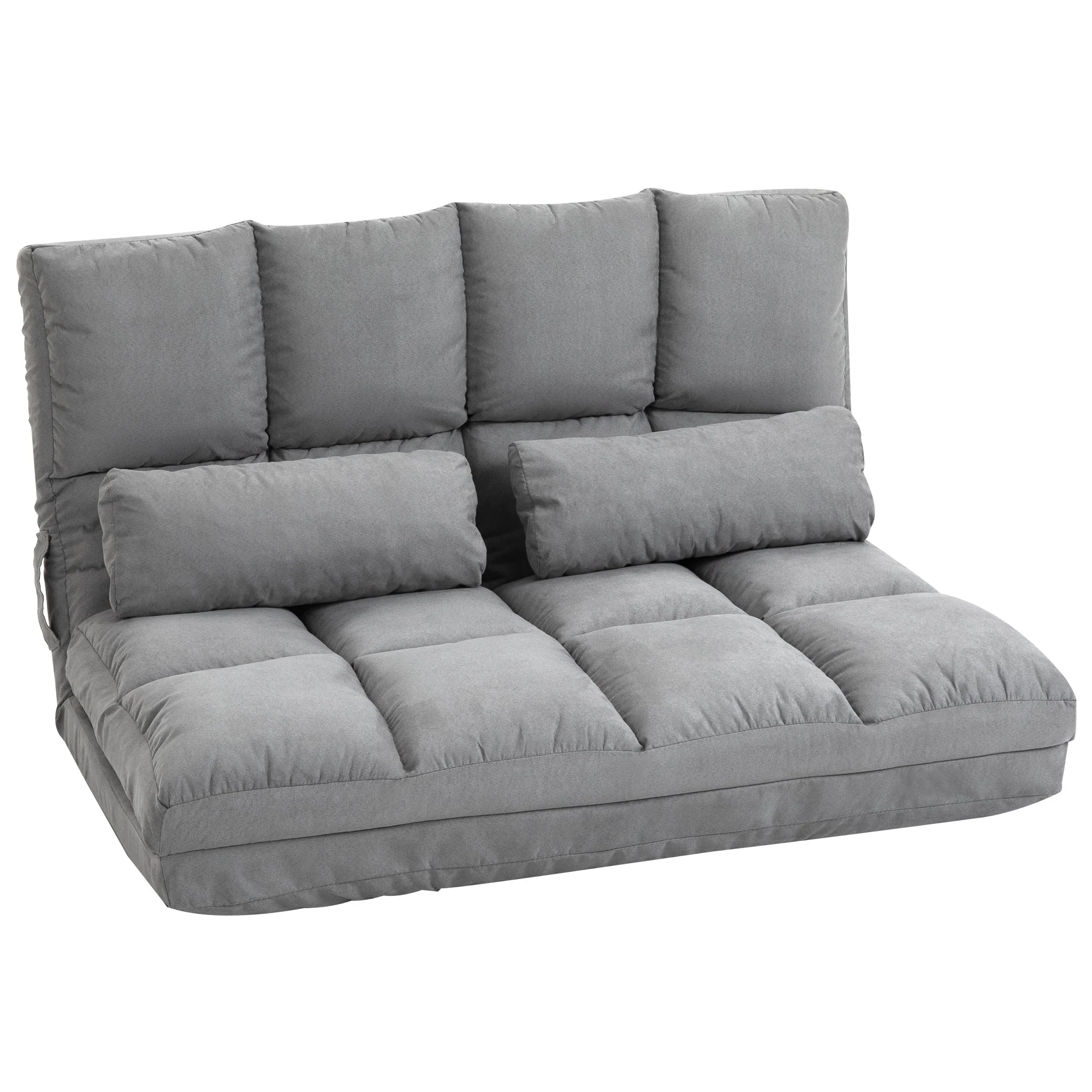 Floor Chair & Bed, Adjustable Backrest Seat Cushion, Grey Velvet & Steel