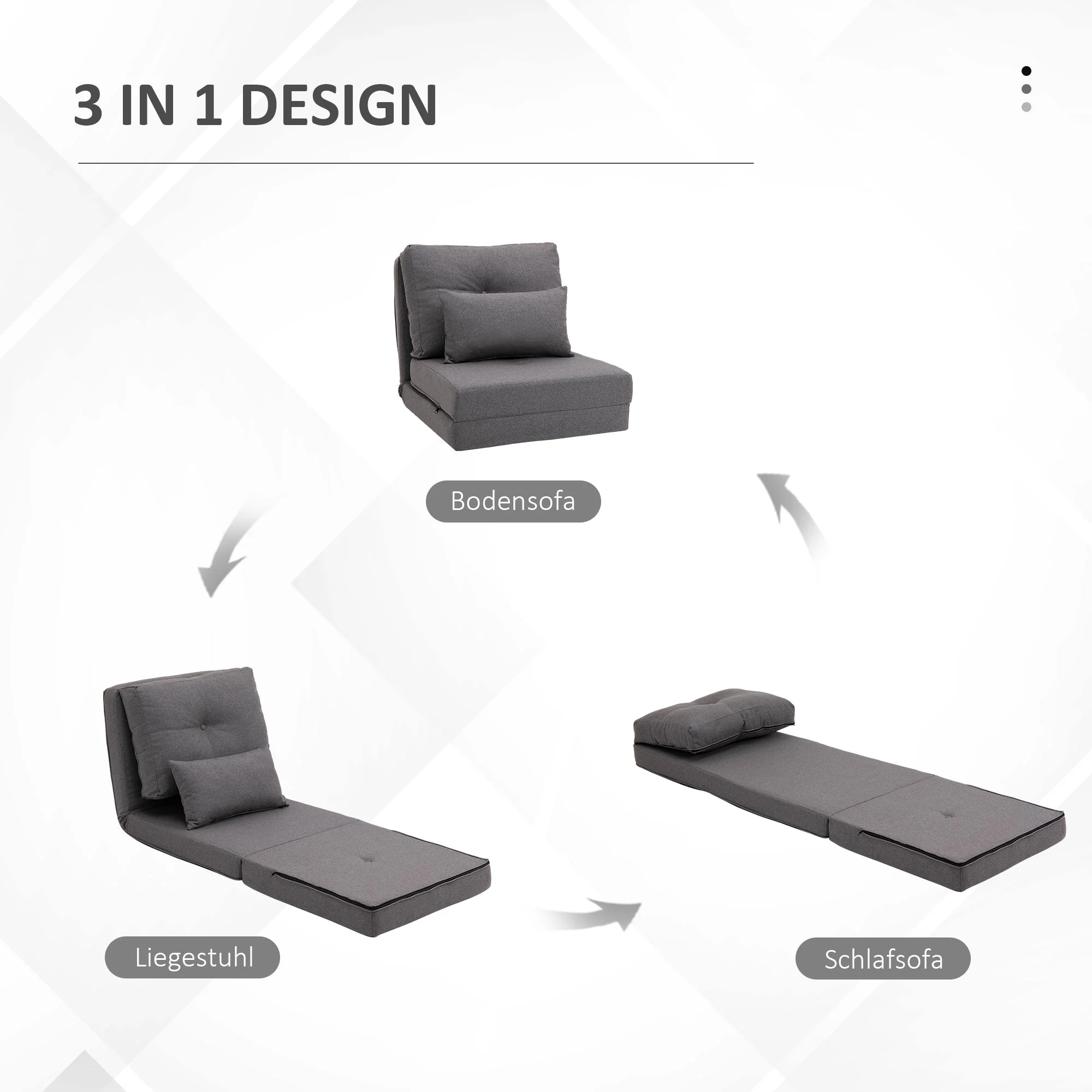 Floor Chair Folding Bed Sofa Adjustable Linen - Image 5