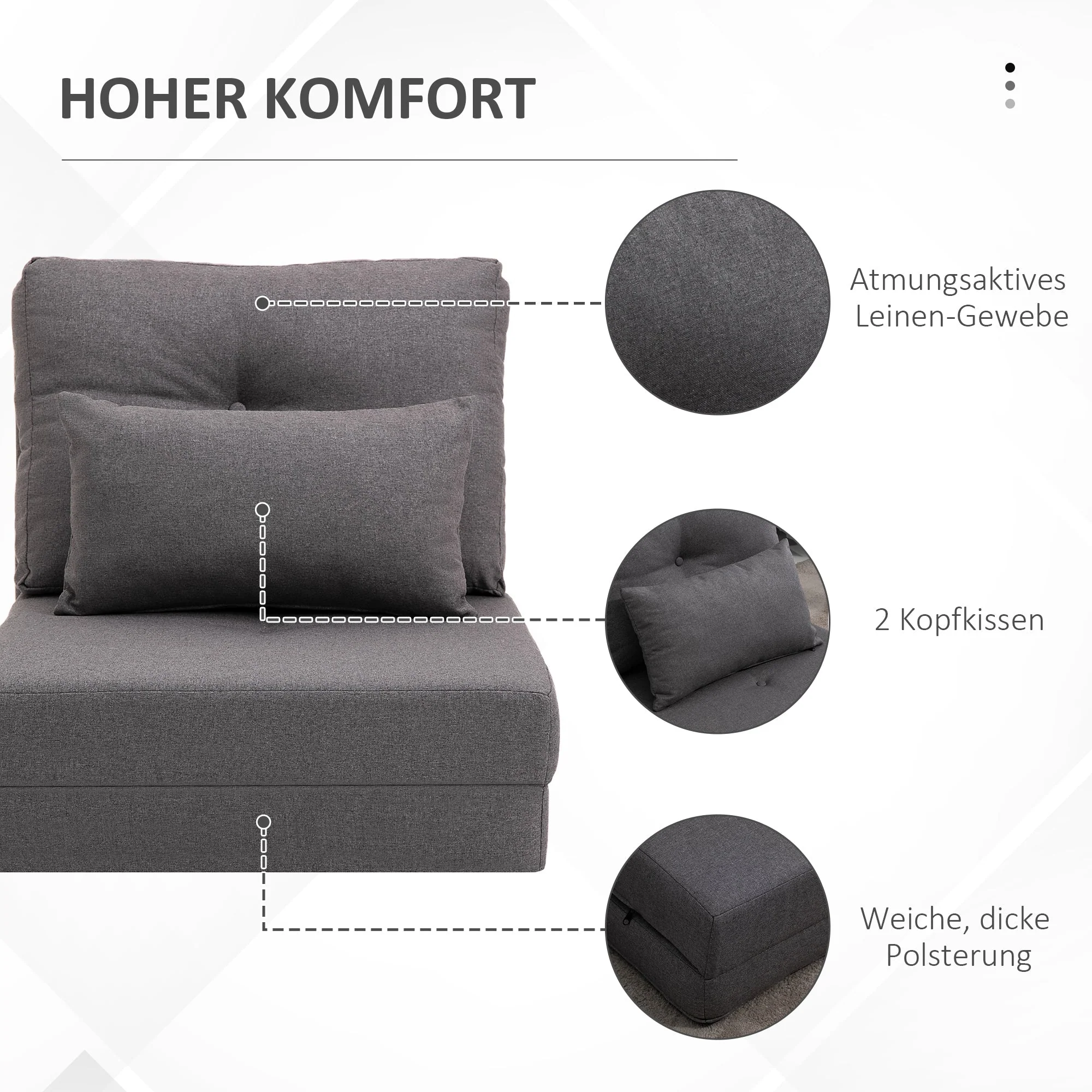 Floor Chair Folding Bed Sofa Adjustable Linen - Image 6