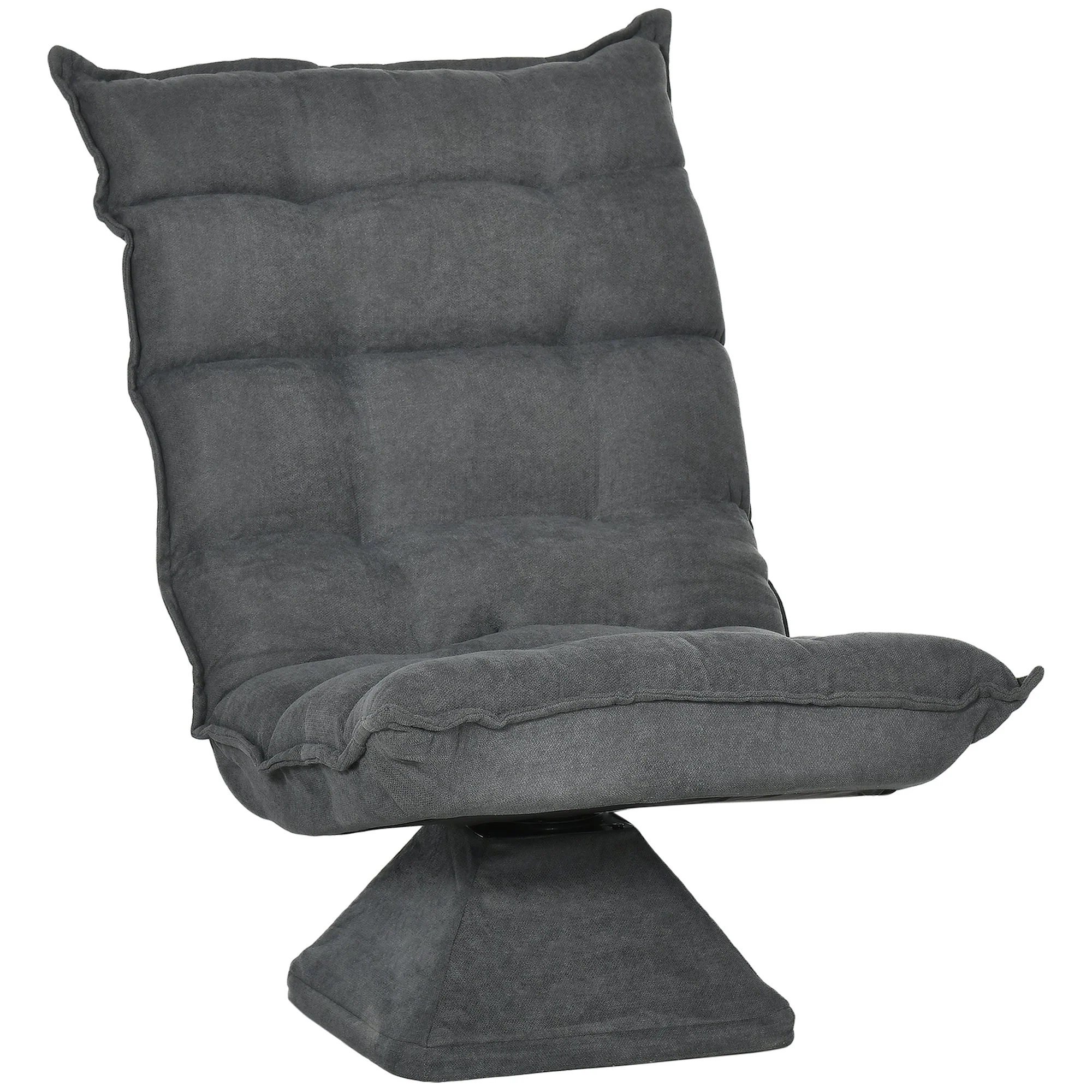Floor Chair/Sofa, Adjustable Backrest Swivel Recliner Cushion, Grey Microfiber - Image 2