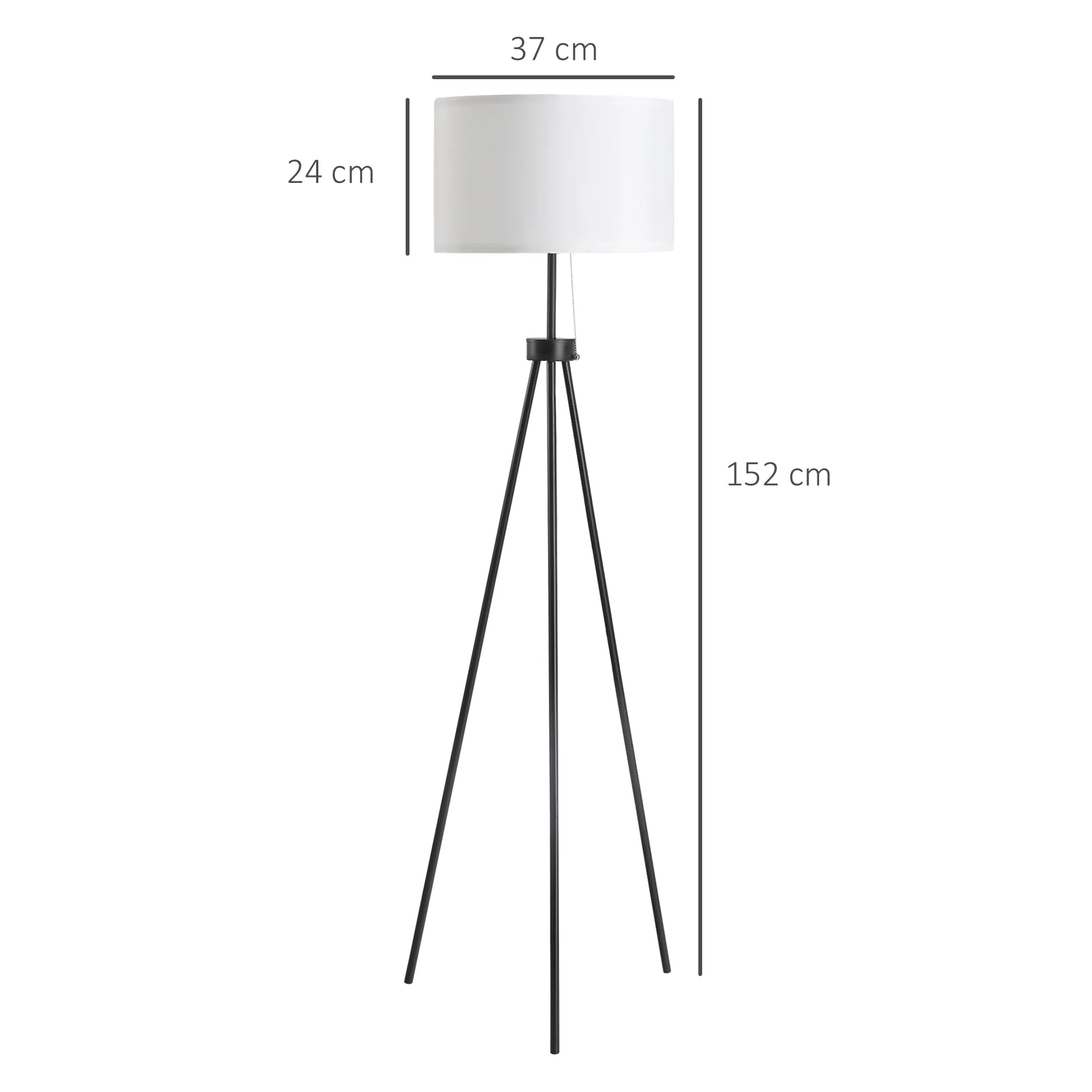 Floor lamp modern E27 stylish, black & white, steel & polyester - Image 3
