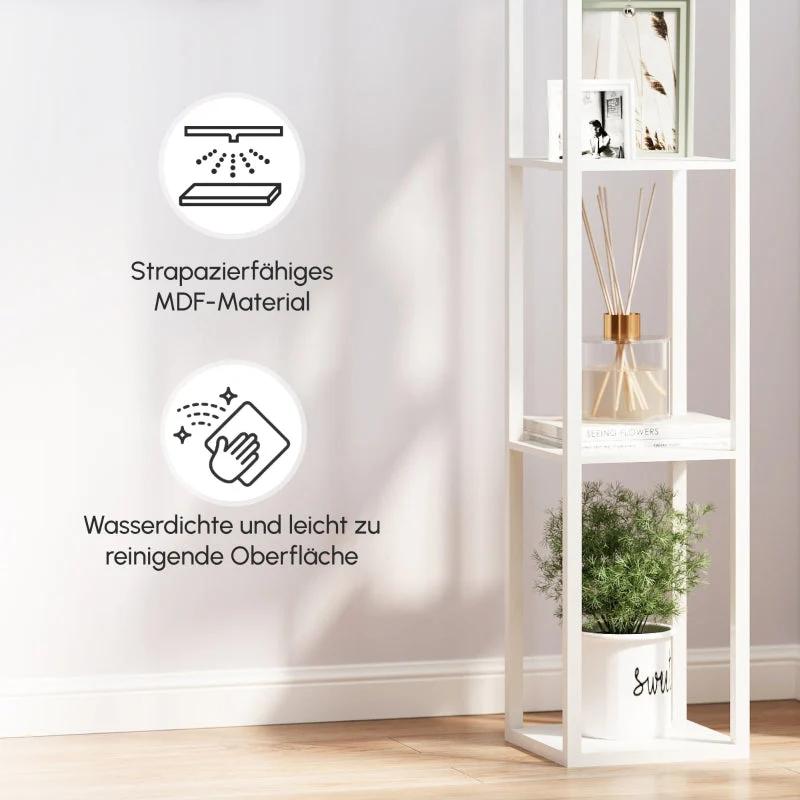 Floor Lamp, Shelves, 26 x 26 x 160 cm, Wood - Image 4