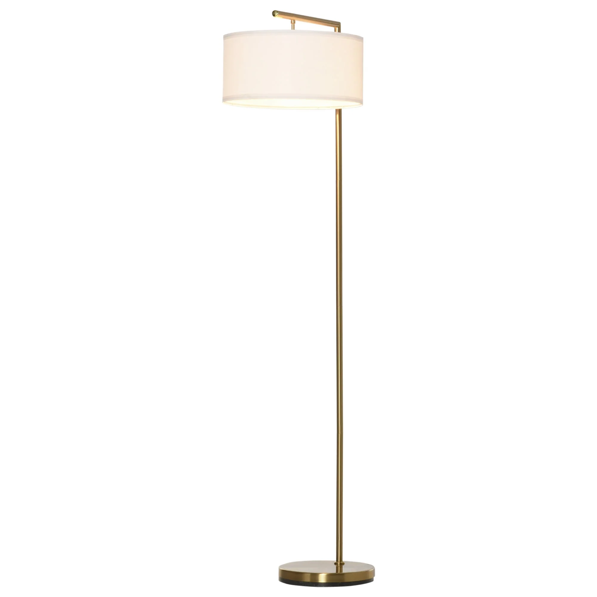 Floor Lamp with E27 Socket for Living Room, Bedroom, Office, Metal, Steel, Linen, Gold, White - Image 2