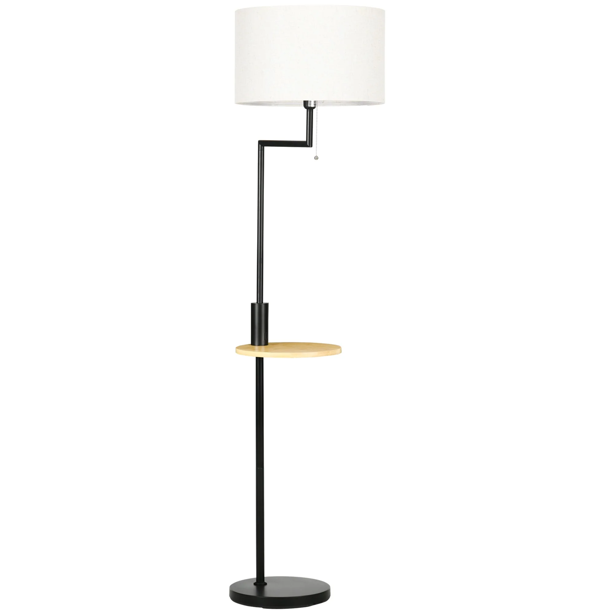 Floor lamp with shelf 40W USB port steel cream - Image 2