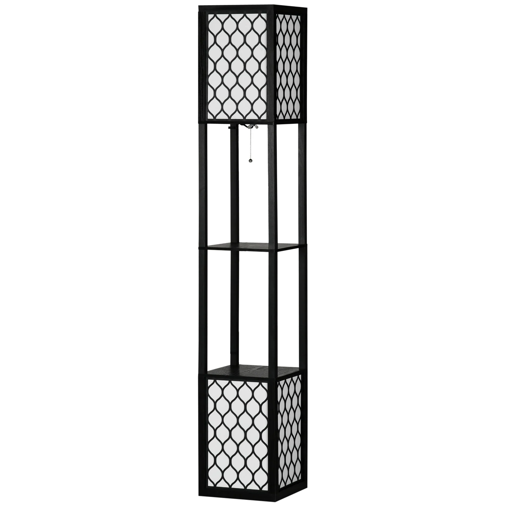 Floor Lamp with Shelf, Double Light, 40W E27, Pull Chain Switch - Image 2