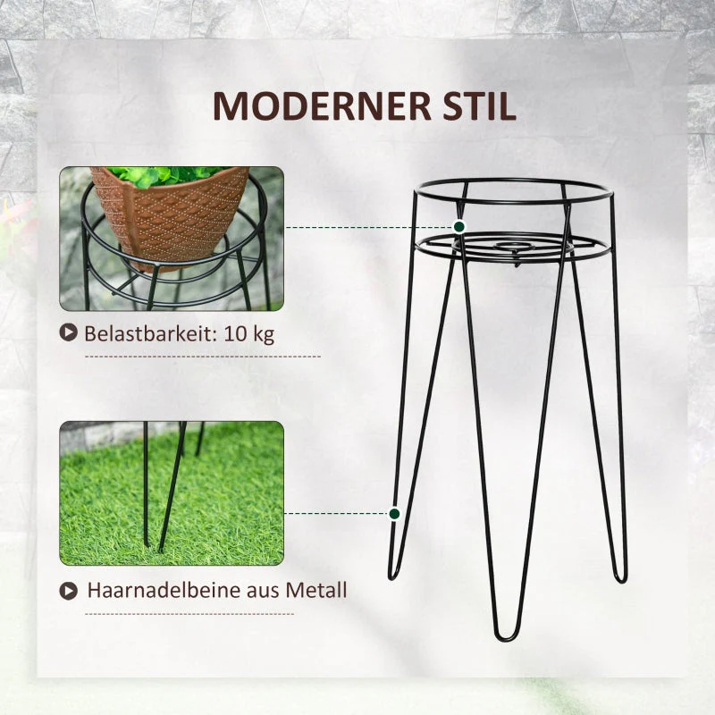 Flower Stand Set, 3-Piece Plant Stands for Pots, Black Metal - Image 4