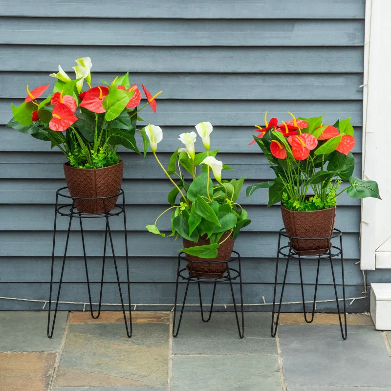 Flower Stand Set, 3-Piece Plant Stands for Pots, Black Metal - Image 8
