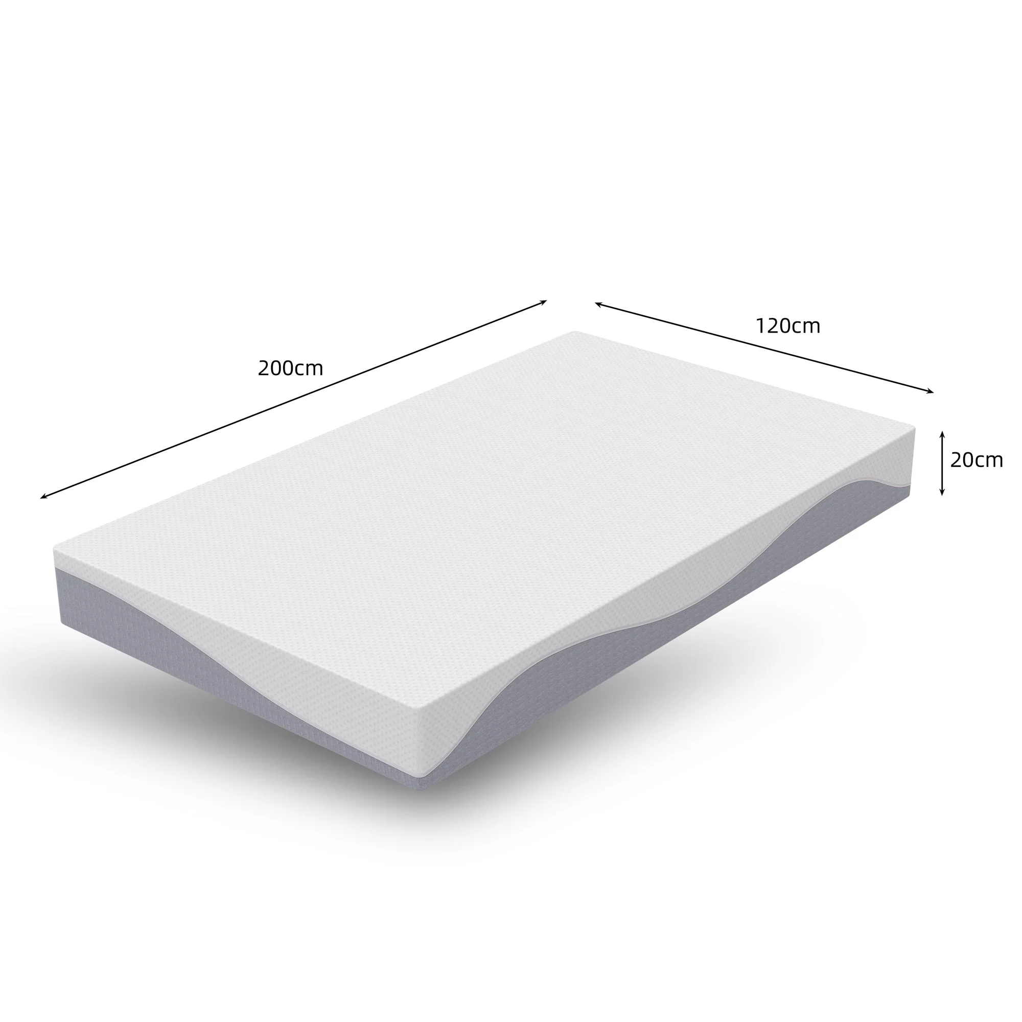 Foam Mattress 120x200 cm Medium Firmness 20cm Oeko-TEX Removable Cover, Grey/White - Image 3