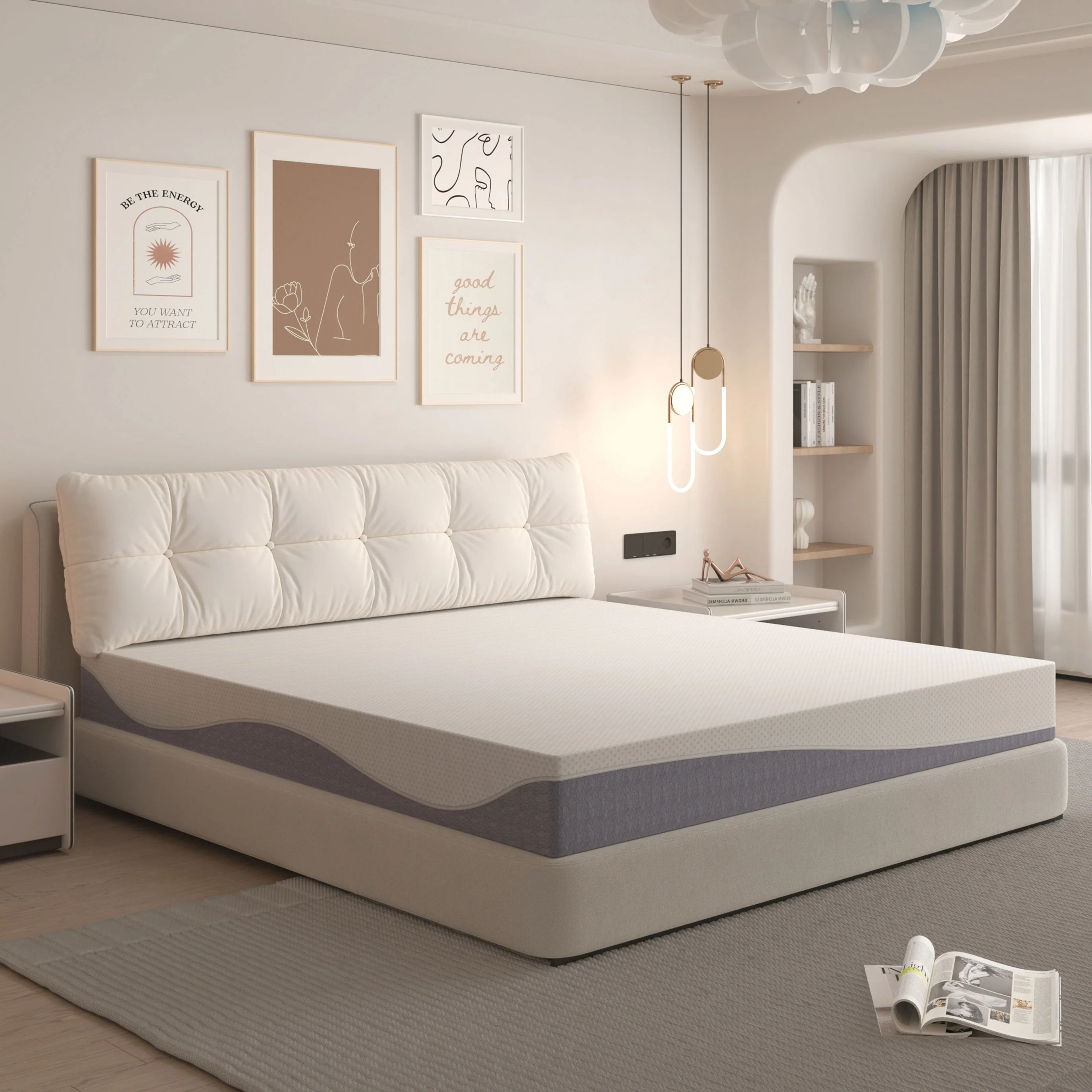 Foam Mattress 120x200 cm Medium Firmness 20cm Oeko-TEX Removable Cover, Grey/White - Image 4