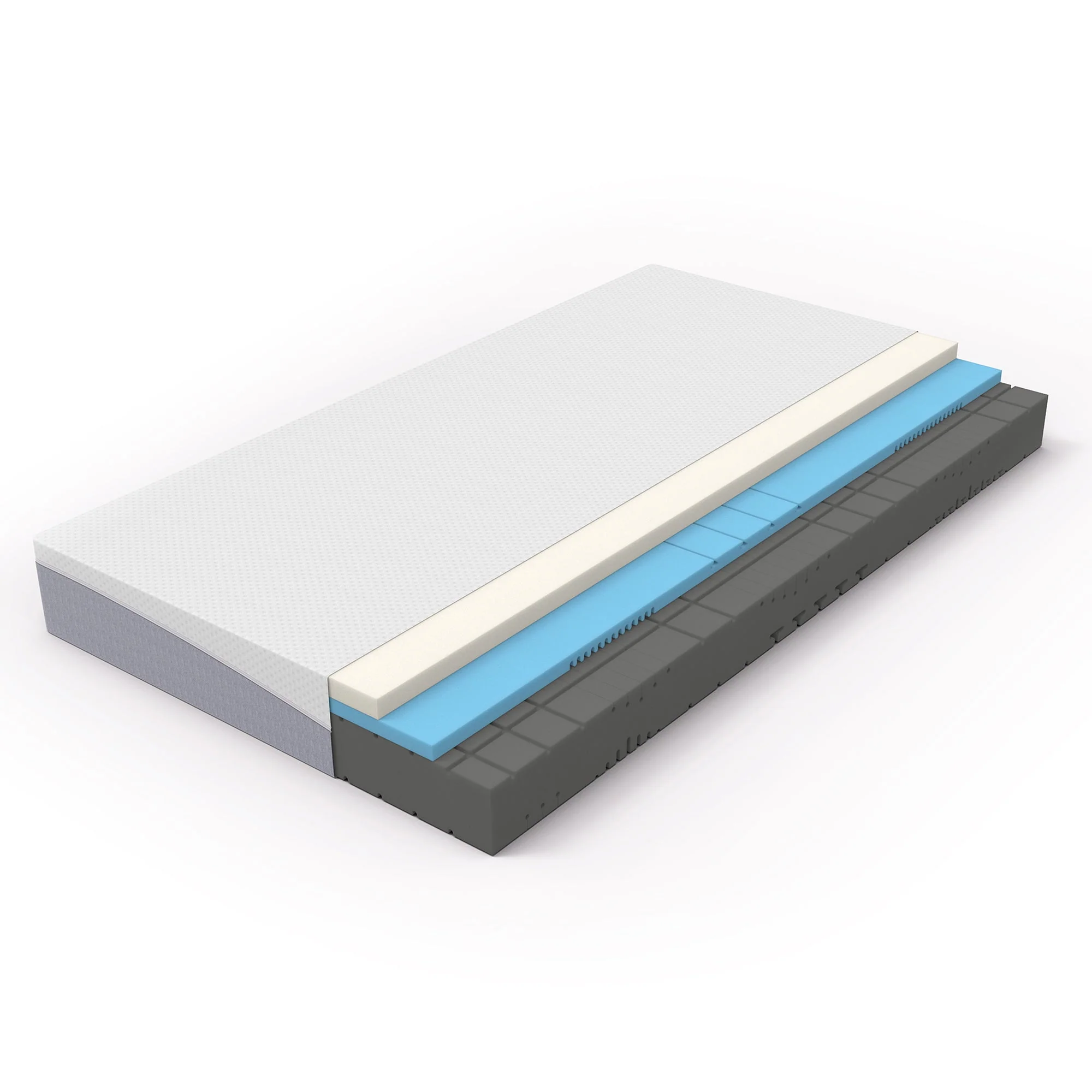Foam Mattress 140x200 cm Medium Firmness Oeko-TEX Certified Grey/White Fabric - Image 2