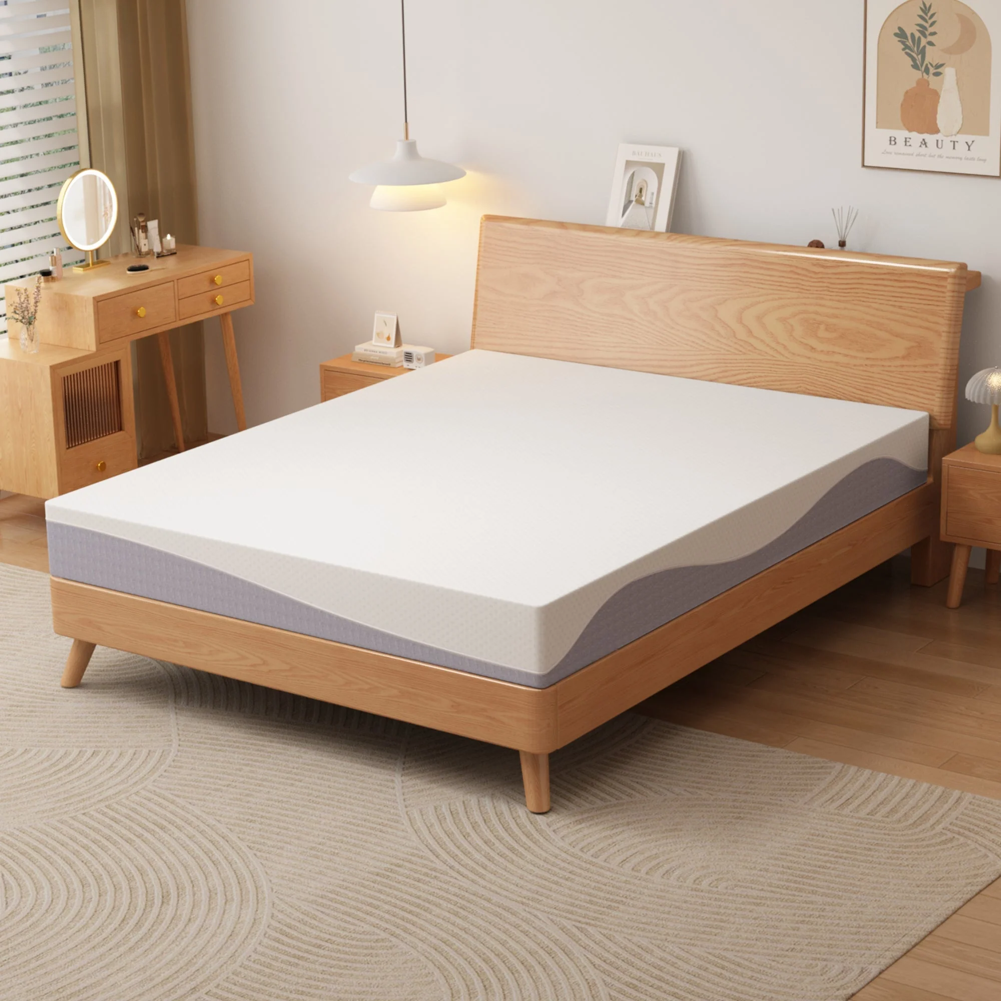 Foam Mattress 140x200 cm Medium Firmness Oeko-TEX Certified Grey/White Fabric - Image 7