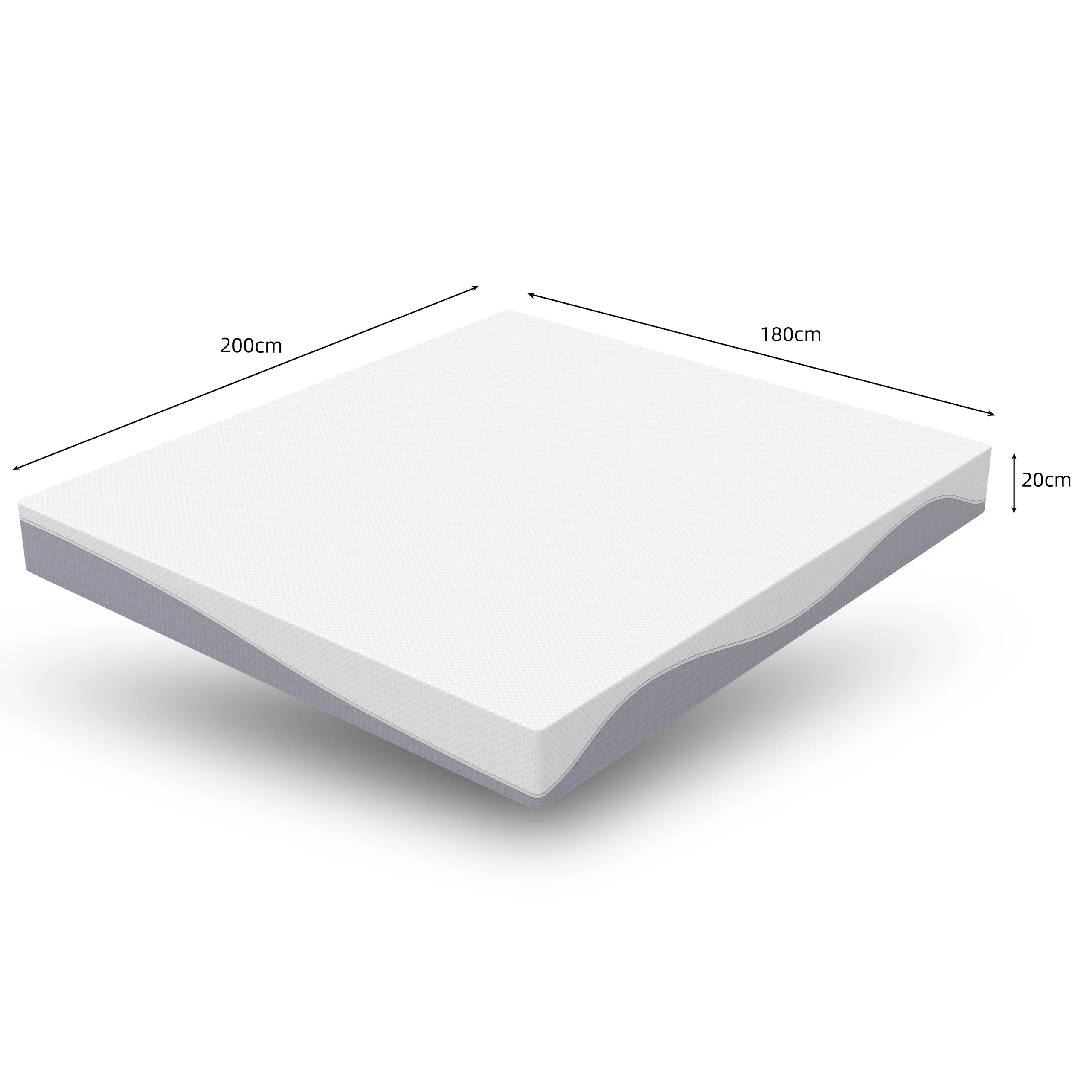 Foam Mattress, 180x200cm Medium Firmness 20cm High Oeko-TEX, Gray and White - Image 4