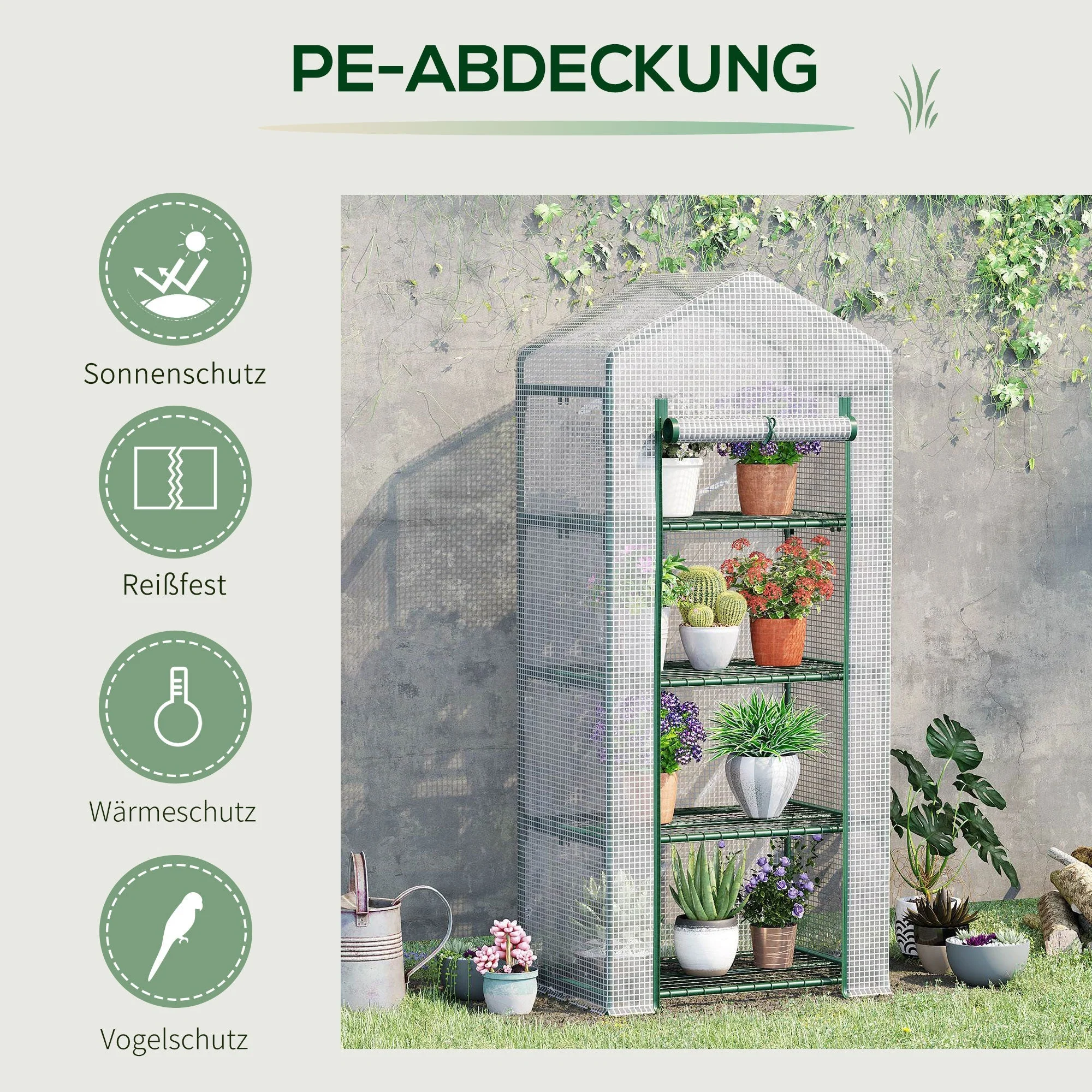 Foil Greenhouse, 4 Shelves, Tomato House, White - Image 5