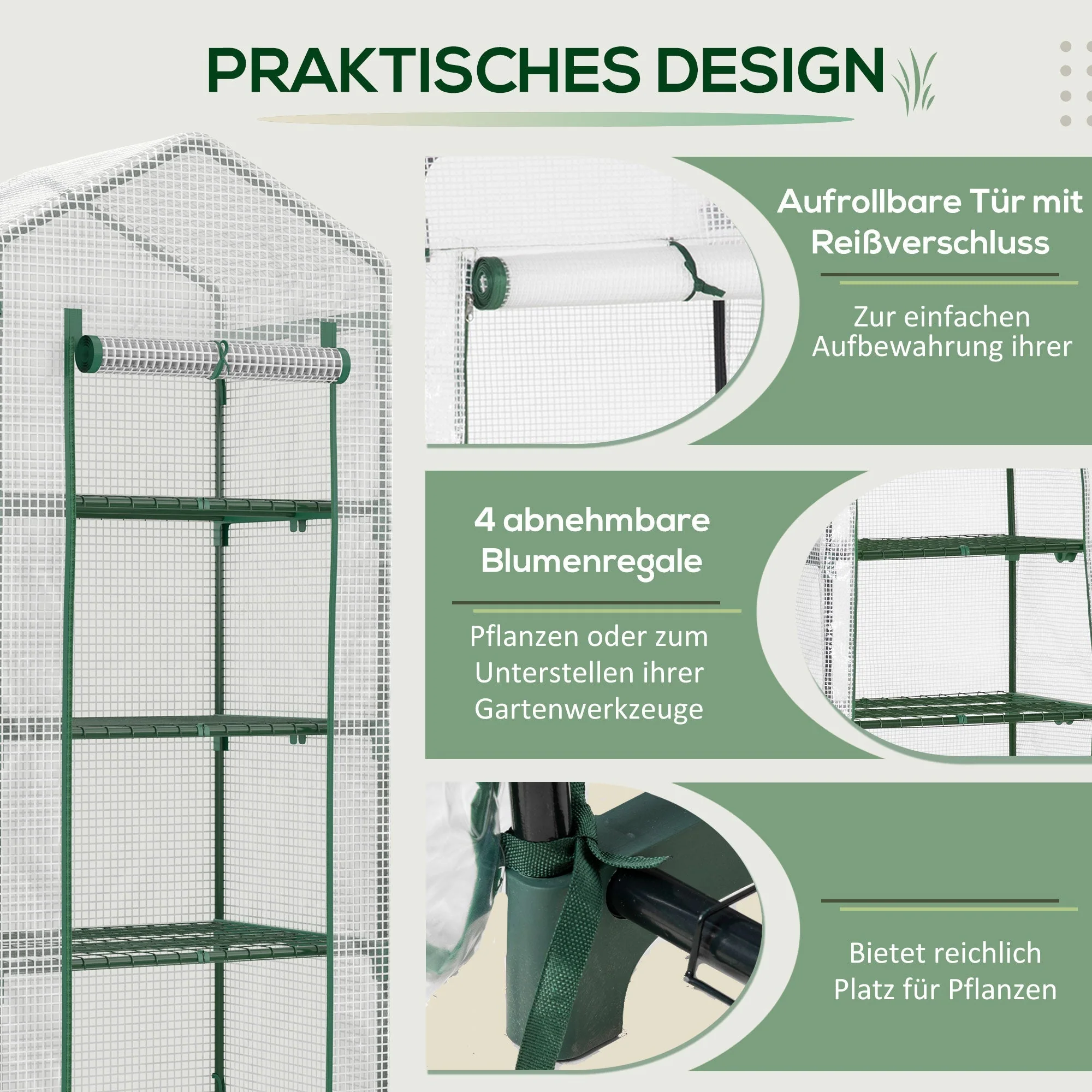 Foil Greenhouse, 4 Shelves, Tomato House, White - Image 6
