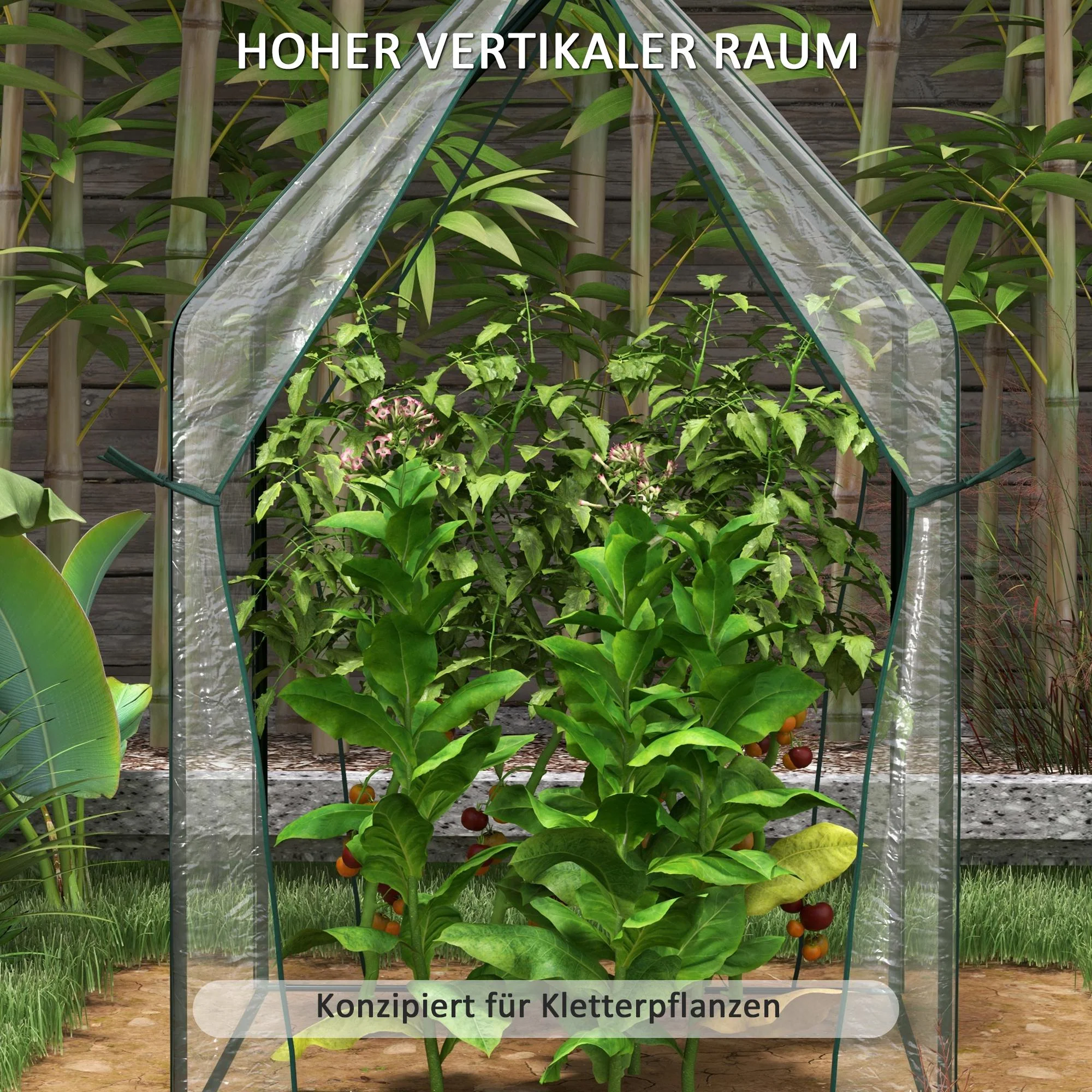 Foil Greenhouse, Double Doors Windproof 90x90x145cm, Transparent PE - Image 4