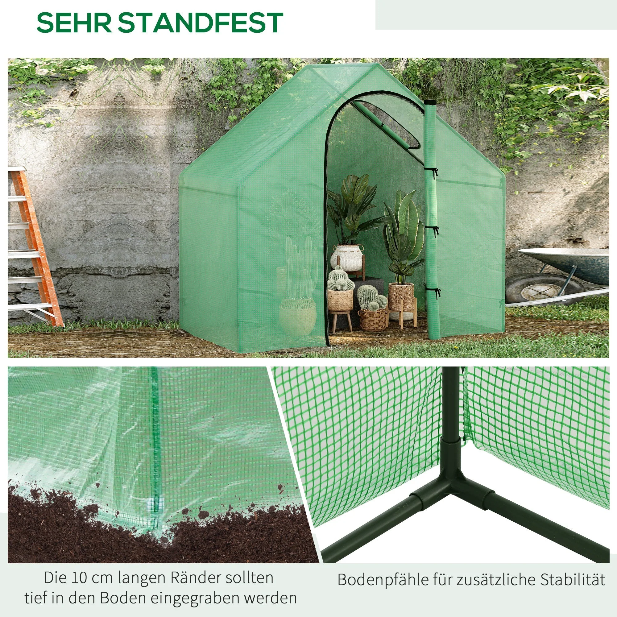 Foil Greenhouse, Tomato House 180x100x168cm with Window and Door, Steel/PVC Plastic - Image 6