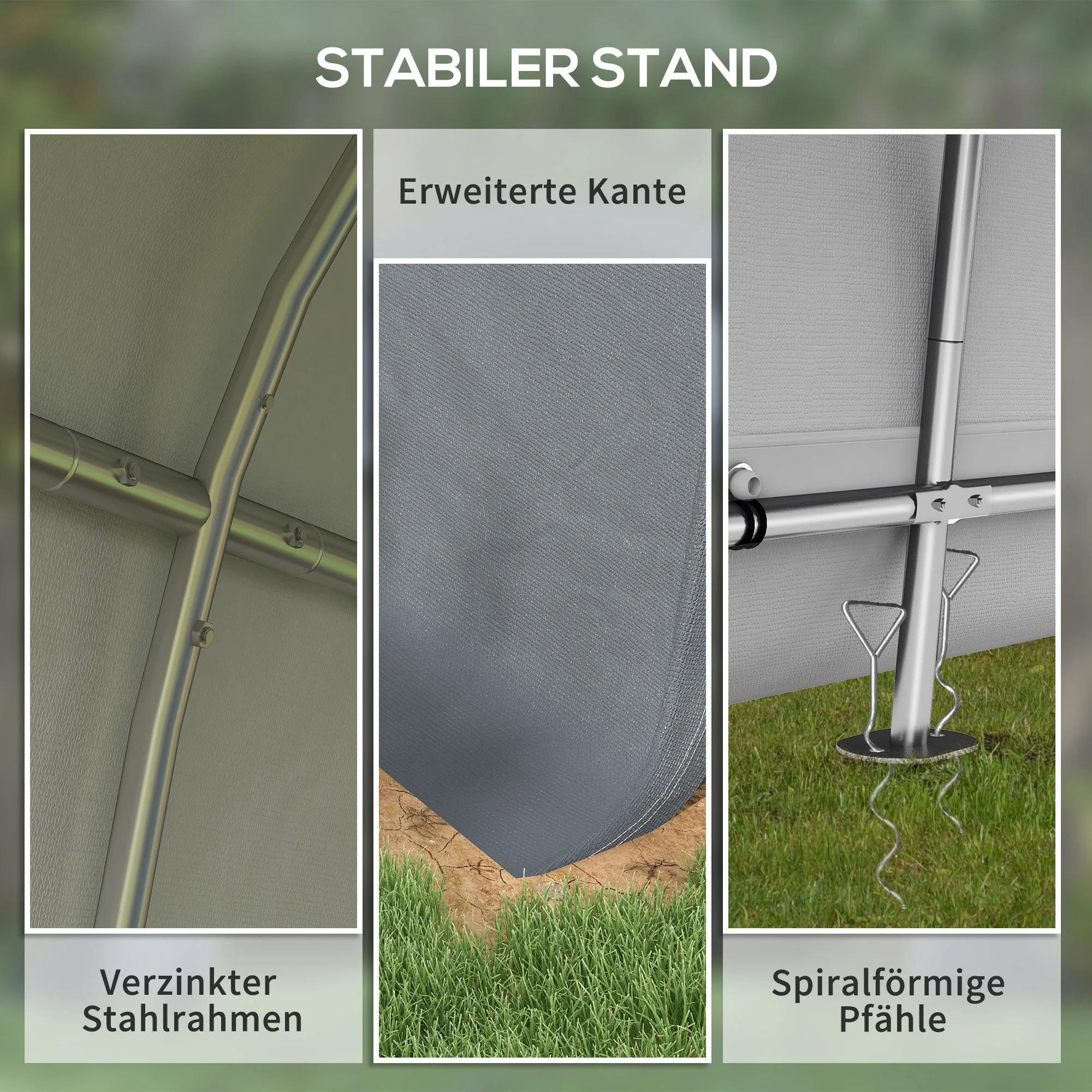 Foil-Lined Garden Shed 3x3m UV/Water-Repellent Two Roller Doors, Steel/PE Grey - Image 5
