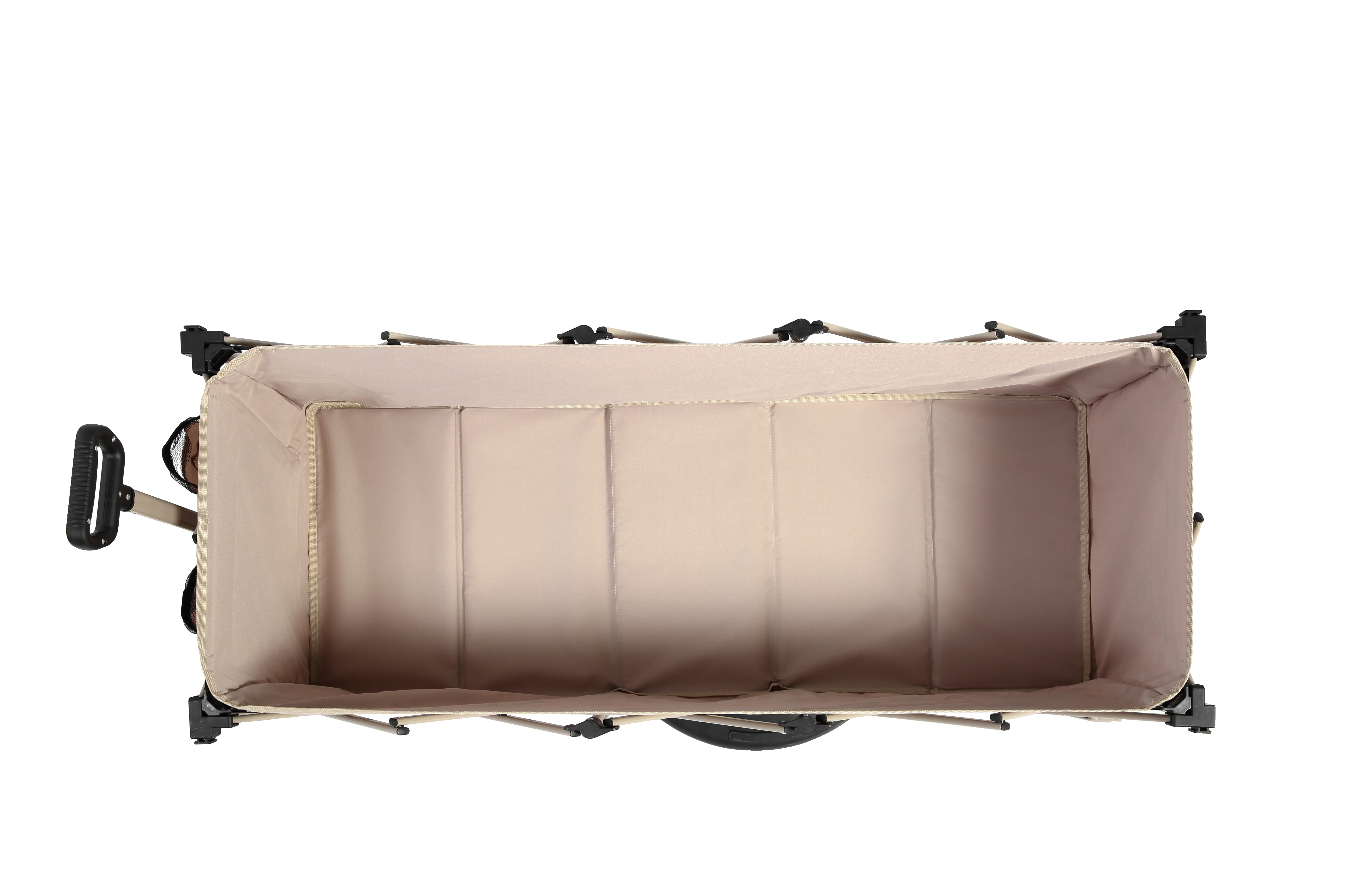 Foldable Extended Wagon, 220lbs Capacity, 300L Utility Cart, All-Terrain Wheels, Drink Holders, Beige - Image 8