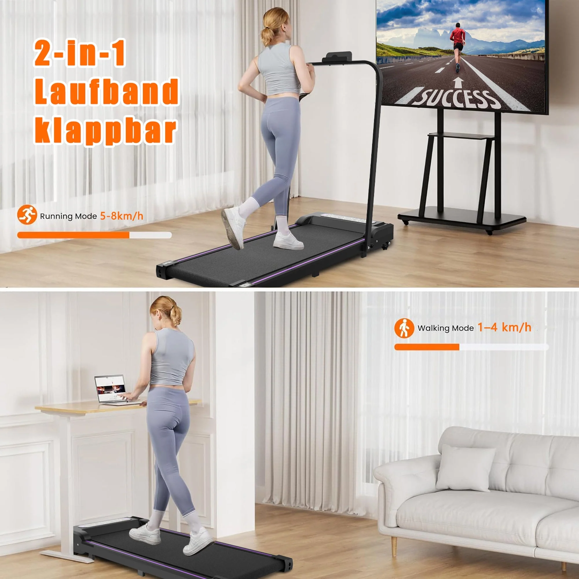Foldable Treadmill Walking Pad 2.5 HP Motor 8km/h - Image 2