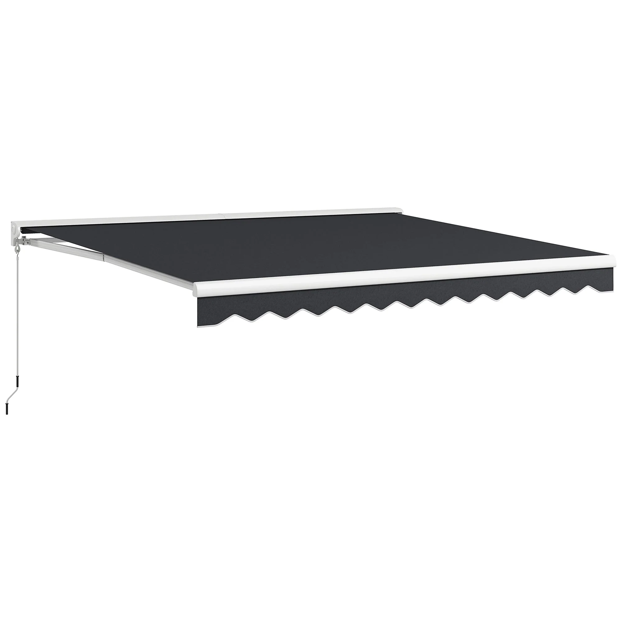 Folding Arm Awning 4x3m Electric Hand Crank Remote Control, Aluminum Grey
