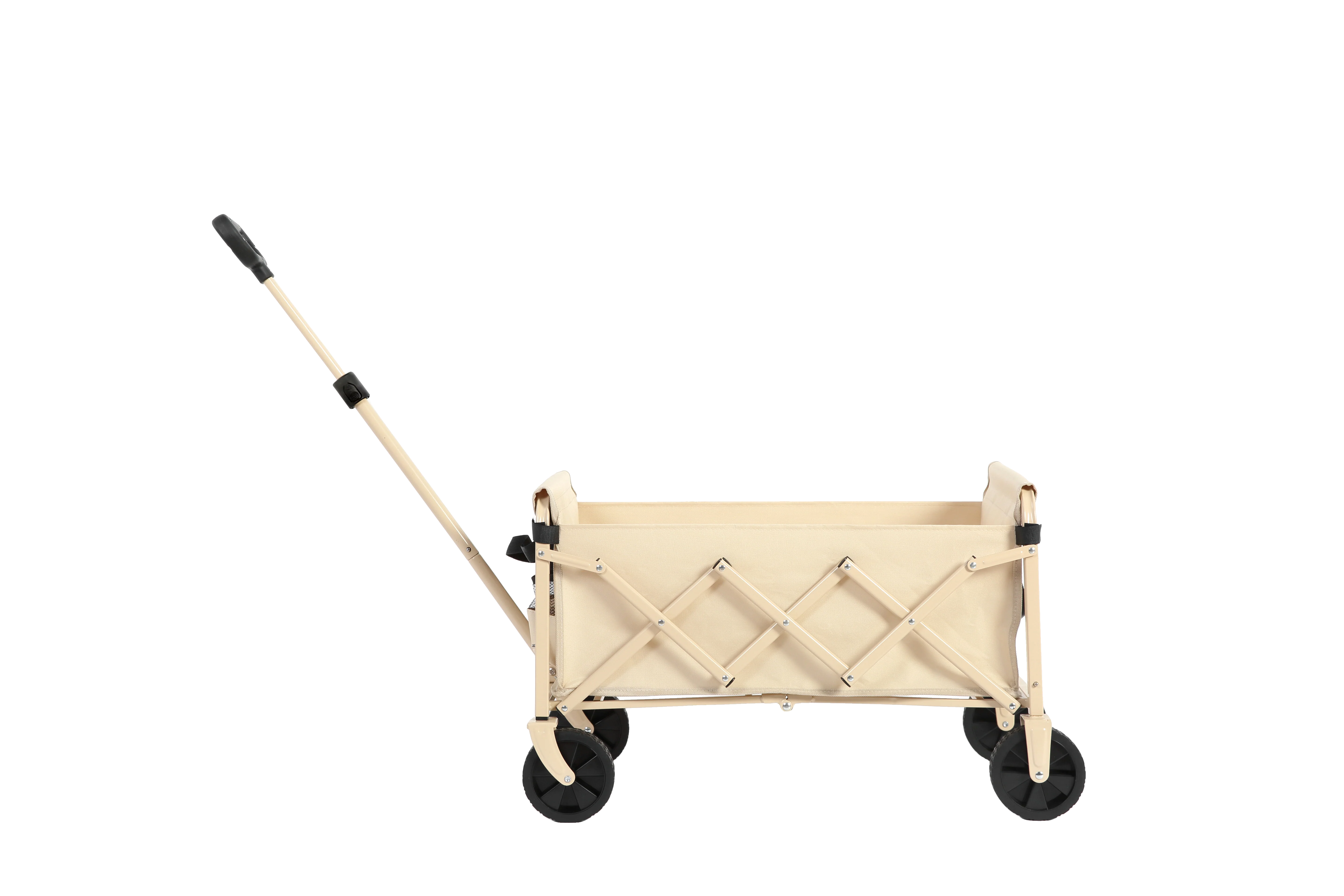 Folding Beach Wagon - Heavy Duty Portable Outdoor Utility Cart with Large Capacity, Beige - Image 9