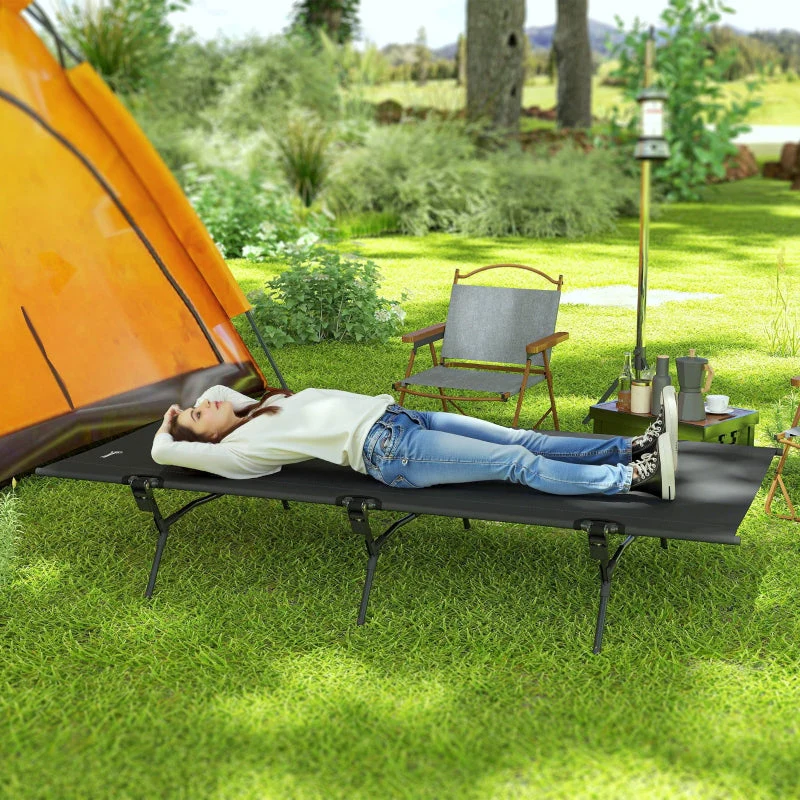 Folding Camp Bed with Carrying Bag, 200x100x36 cm, 120 kg Capacity, Black - Image 3
