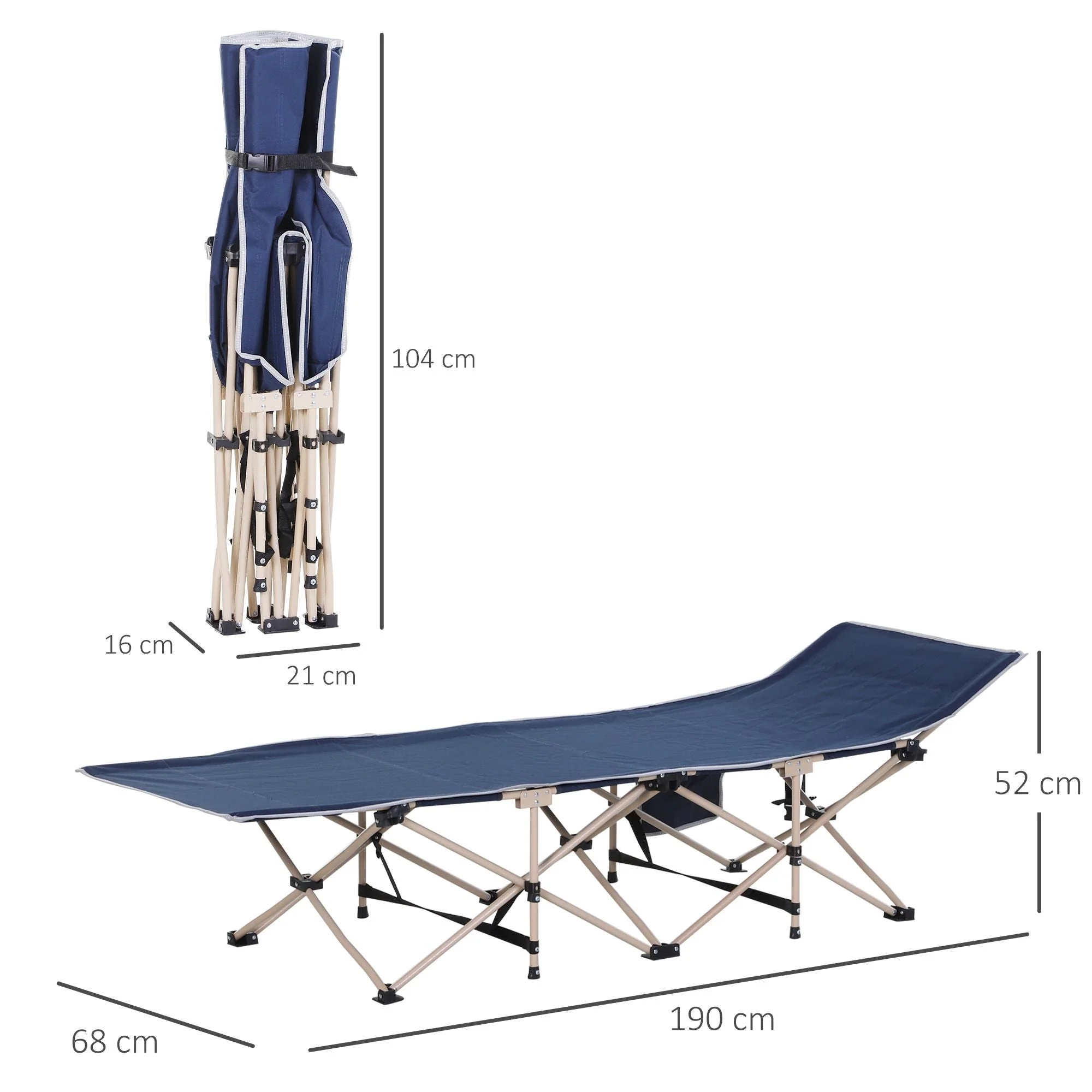 Folding Camping Bed with Storage Bag, Steel and Oxford, Blue - Image 3