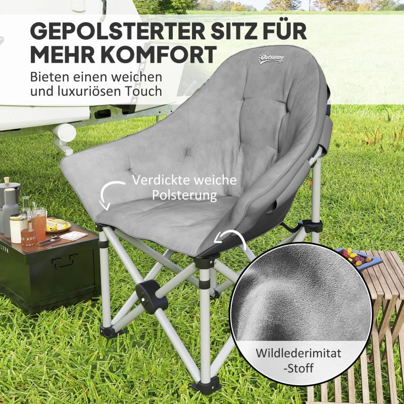 Folding Chair with Side Pocket and Carrying Bag, Padded, 120 kg Capacity, for Outdoor Camping Fishing Garden Beach - Image 4