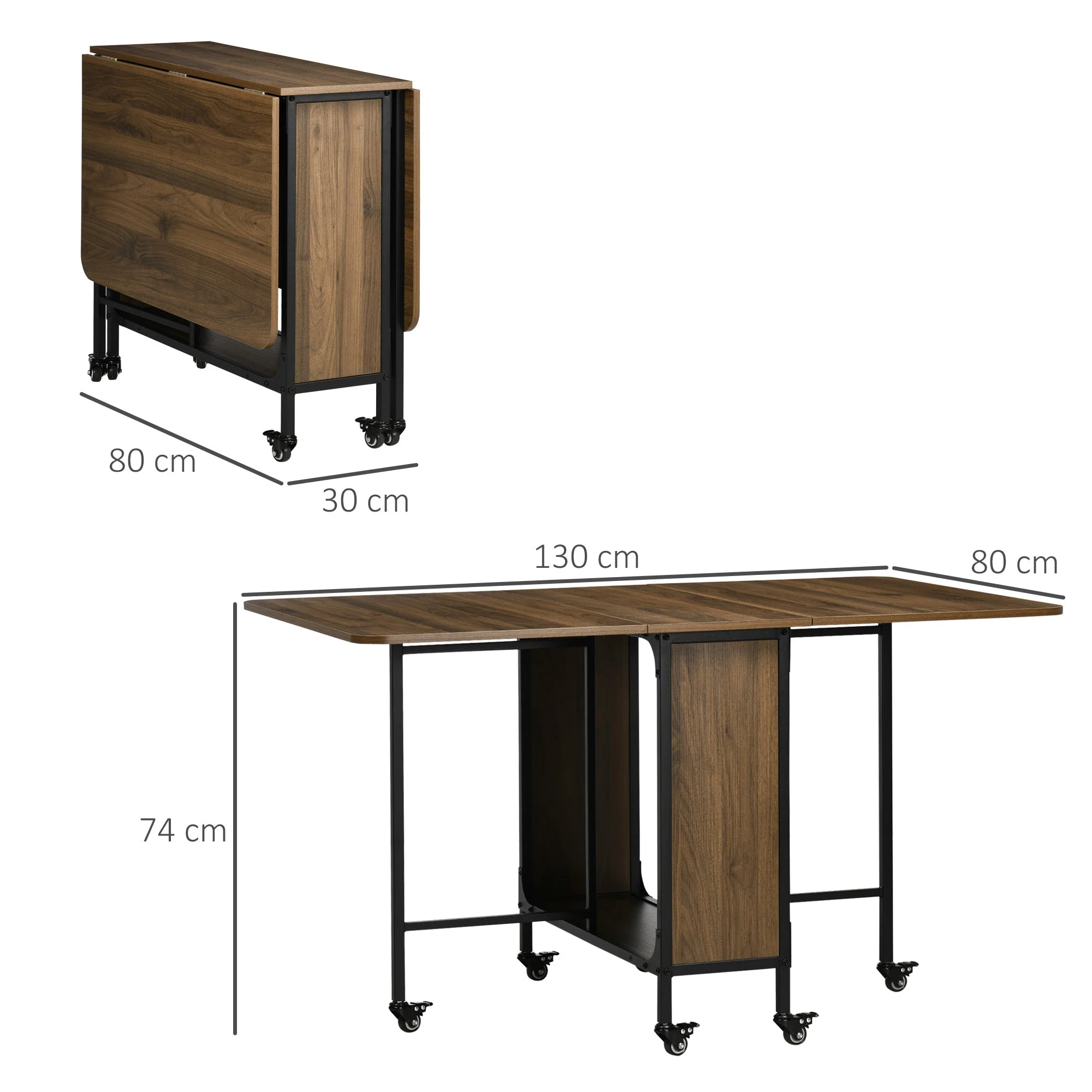 Folding Dining Table, 6 Person, Storage, Light Brown - Image 3